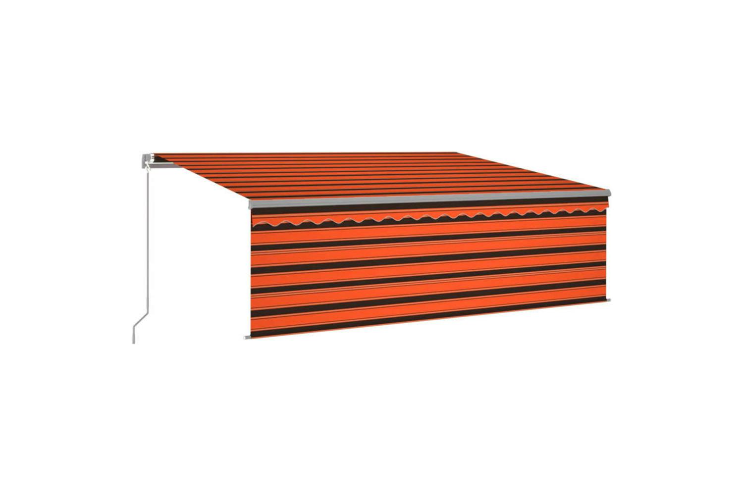 Vidaxl 3069425 Manual Retractable Awning With Blind&led 4x3m Orange&brown