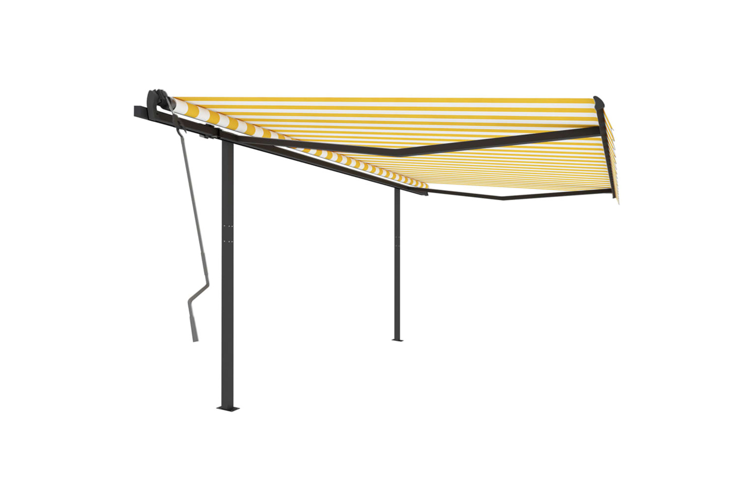 Vidaxl Manual Retractable Awning With Posts 4x3 M Yellow And White