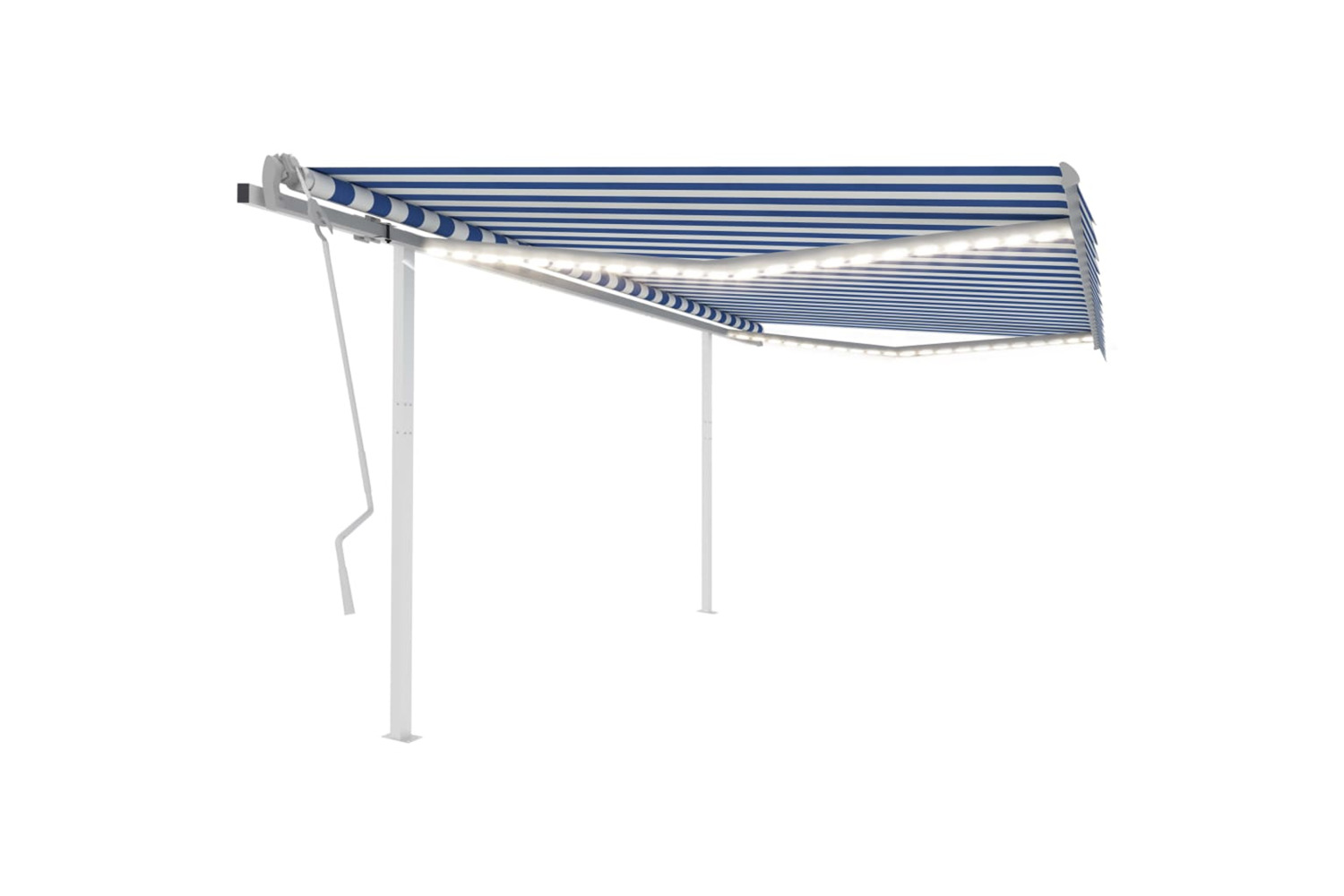 vidaXL 3070021 Manual Retractable Awning With Led 4x3.5 M Blue And White