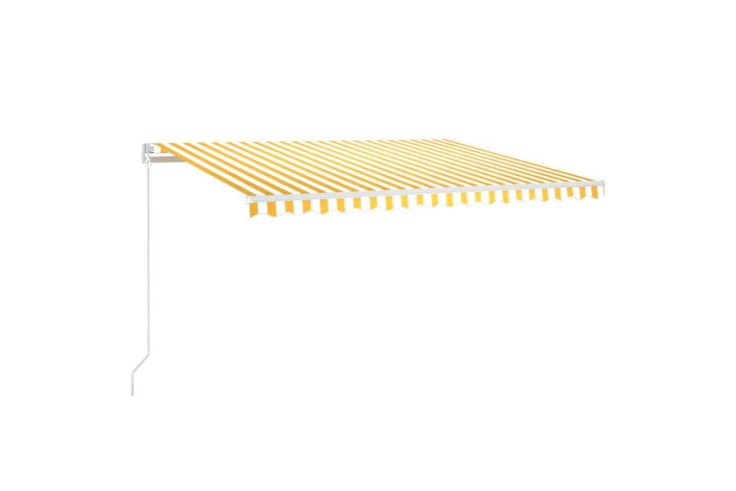 Vidaxl 3068983 Manual Retractable Awning With Led 400x350 Cm Yellow And White