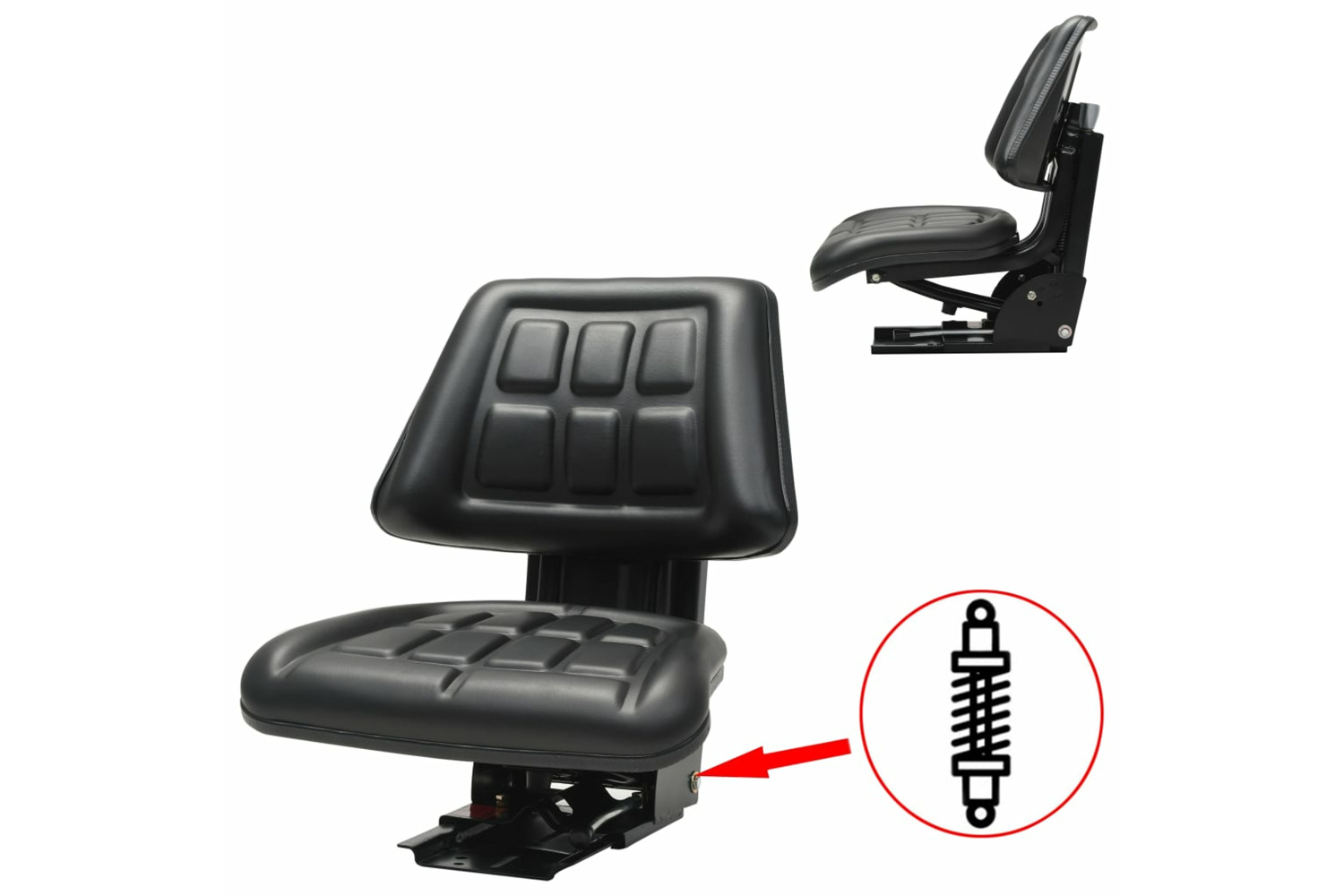 vidaXL 142316 Tractor Seat With Suspension Black