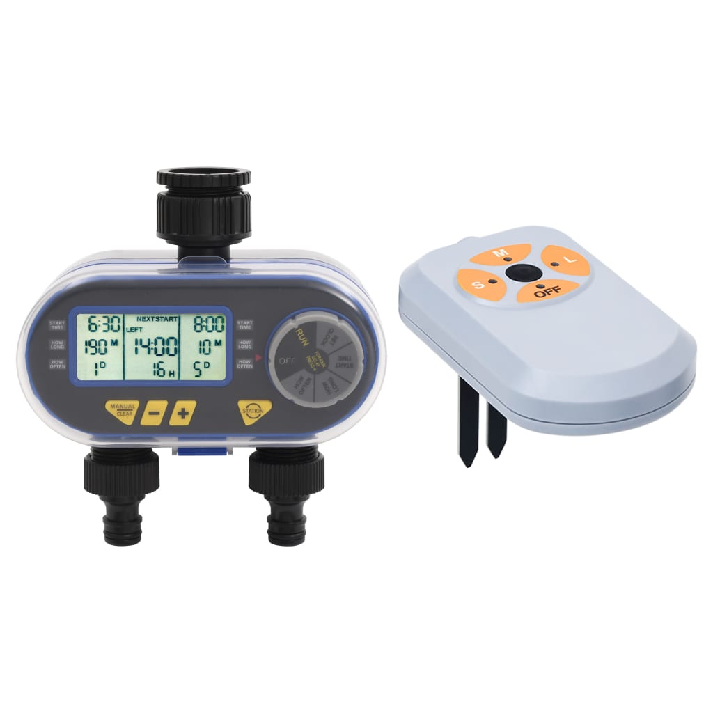vidaXL 3072414 Digital Water Timer With Dual Outlet And Moisture Sensor