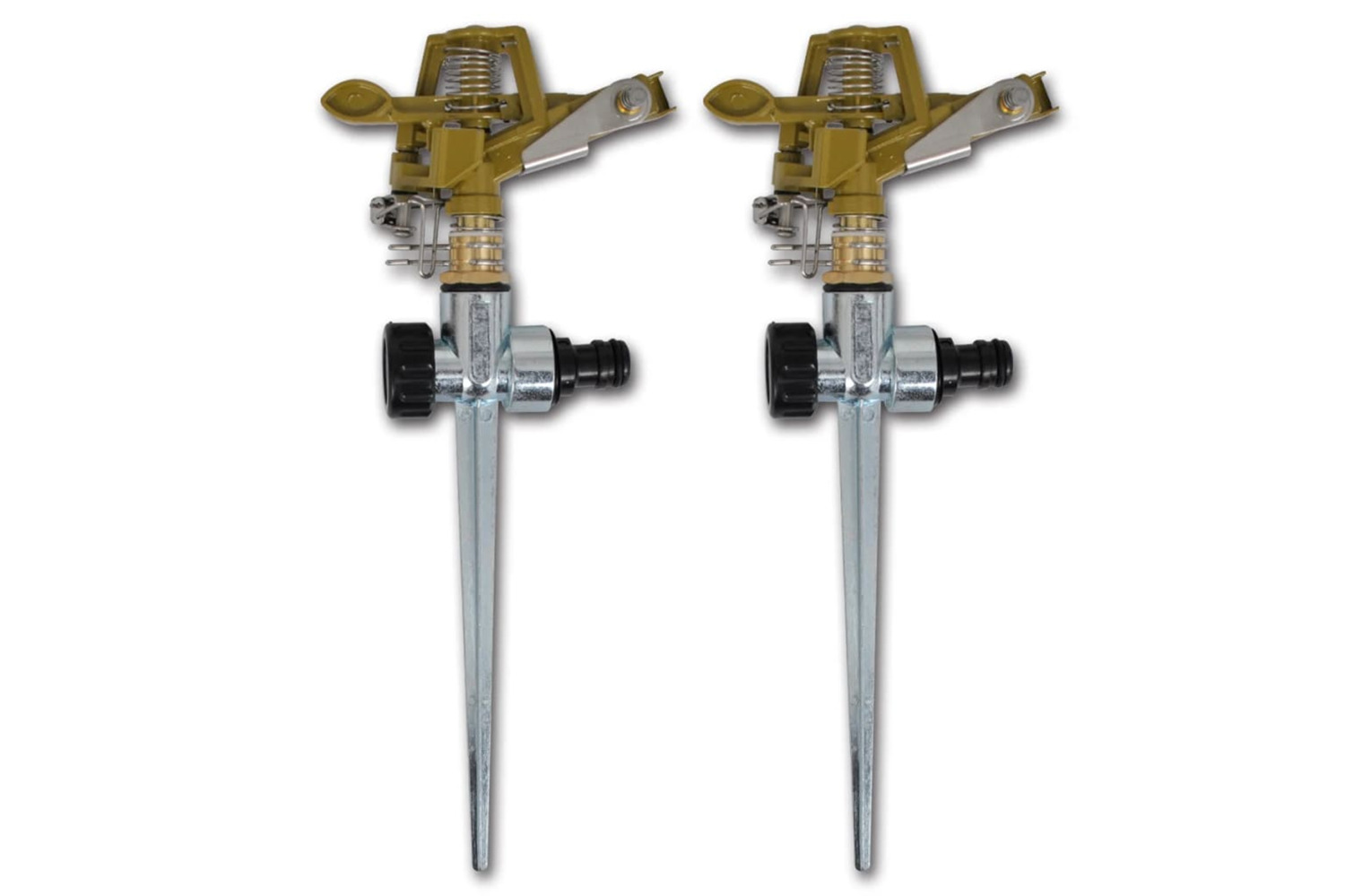 vidaXL 40912 Impulse Sprinklers Garden Watering Zinc Metal Spike 2 Pcs