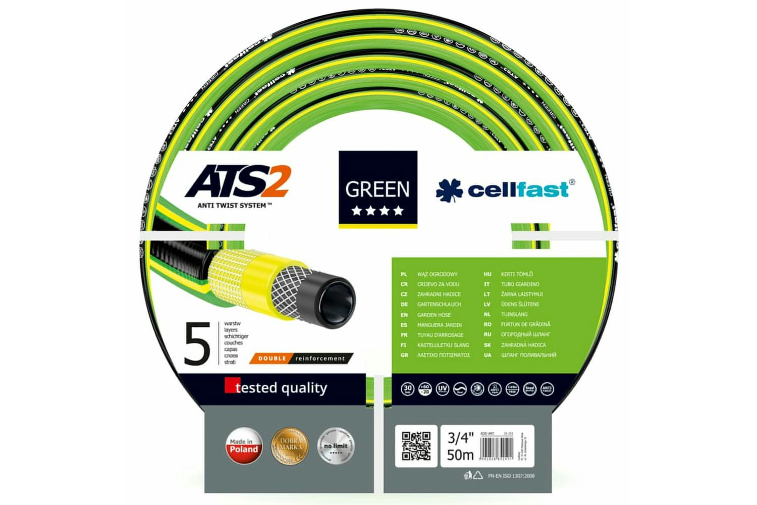 Cellfast 432525 Garden Hose Ats2 3/4 50m Green"