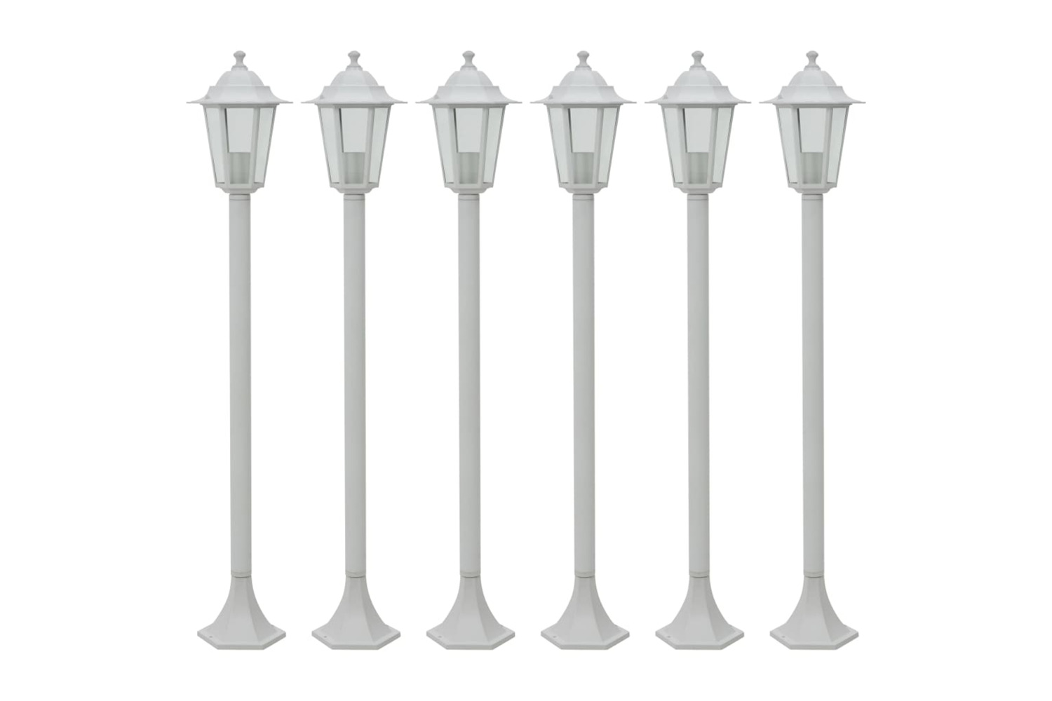 vidaXL 44215 Garden Post Lights 6 Pcs E27 110cm Aluminium White