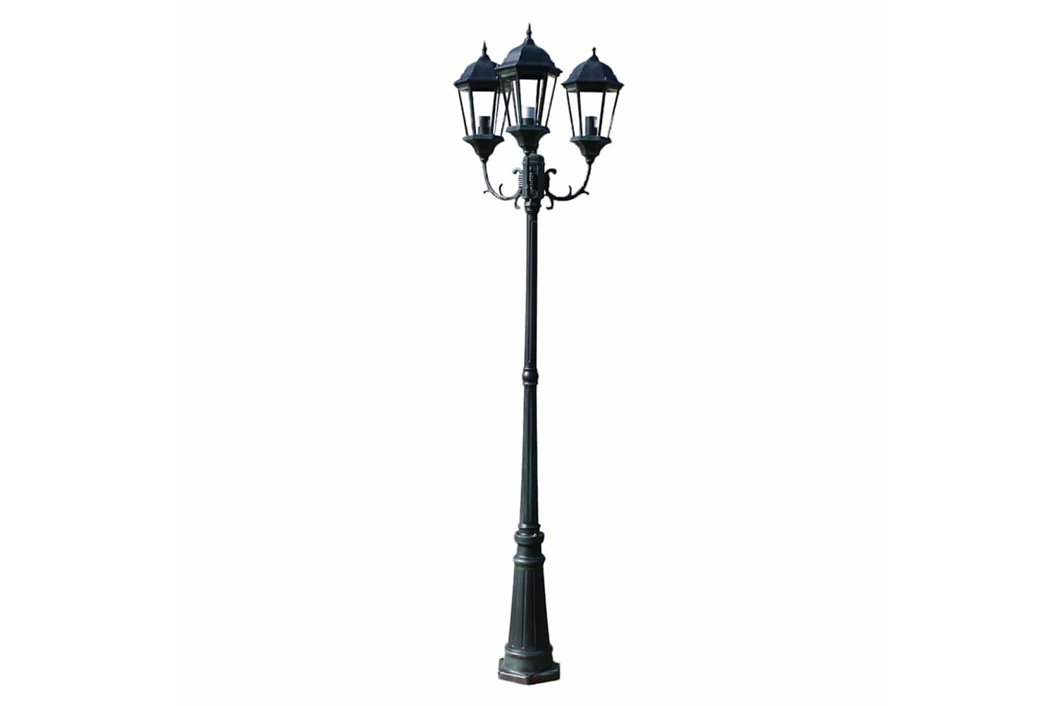 Vidaxl Garden Light Post 3-arms 230 Cm Dark Green/black Aluminium