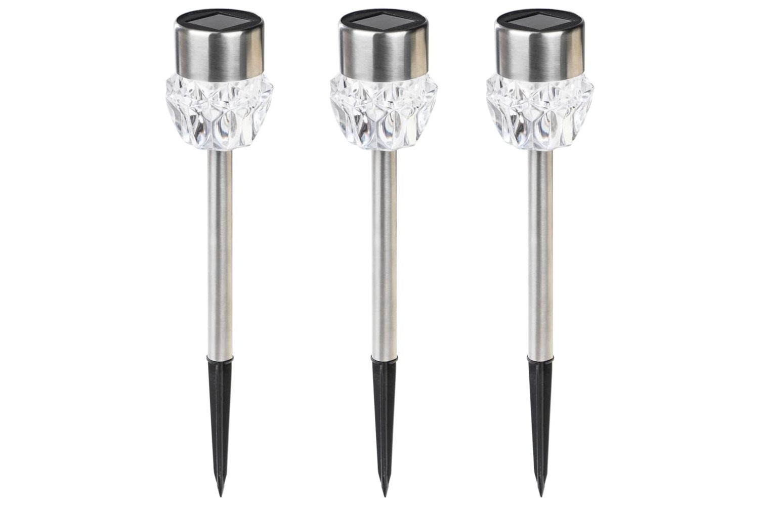 Hi Solar Led Path Light Sticks 3 Pcs Crystal