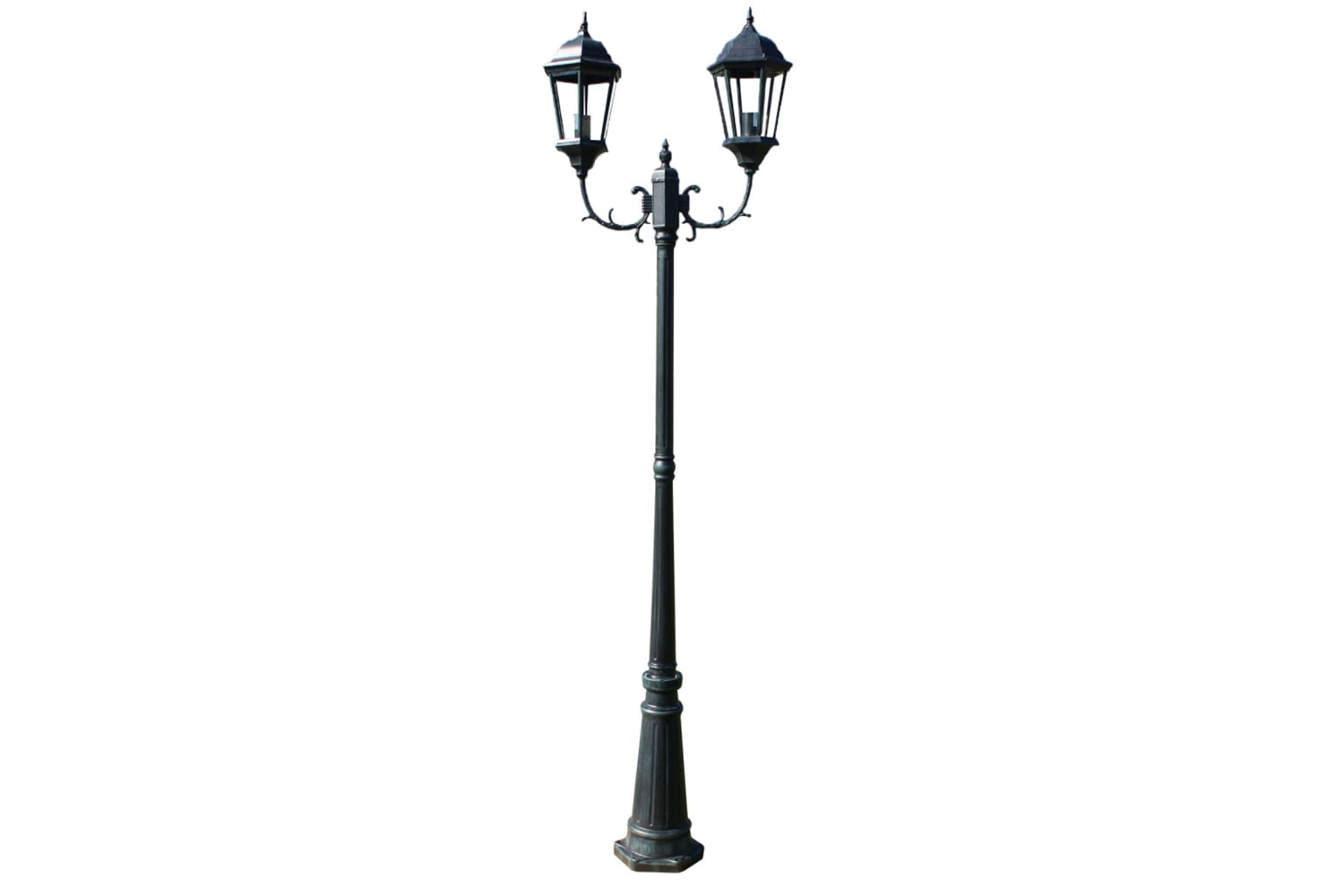 vidaXL 40244 Garden Light Post 2-arms 230cm Dark Green/black Aluminium
