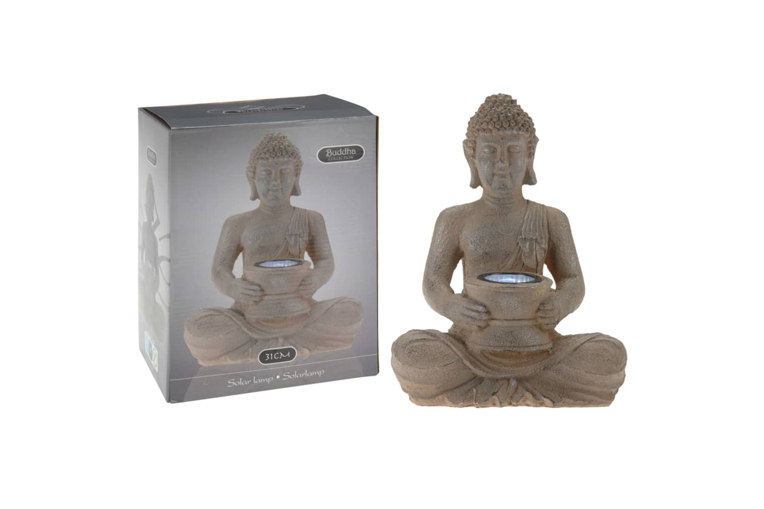 Progarden 436103 Poly-stone Buddha With Solar Light
