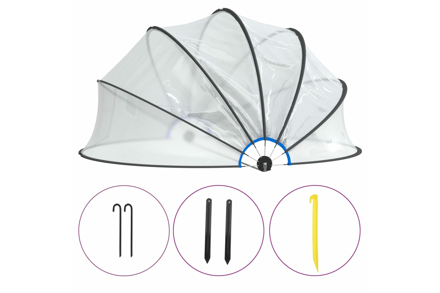 vidaXL 93814 Pool Dome Round 406x203cm Pvc