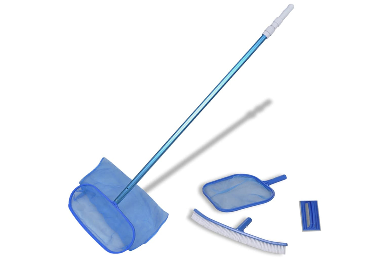 vidaXL 90505 Pool Cleaning Set Brush 2 Leaf Skimmers 1 Telescopic Pole