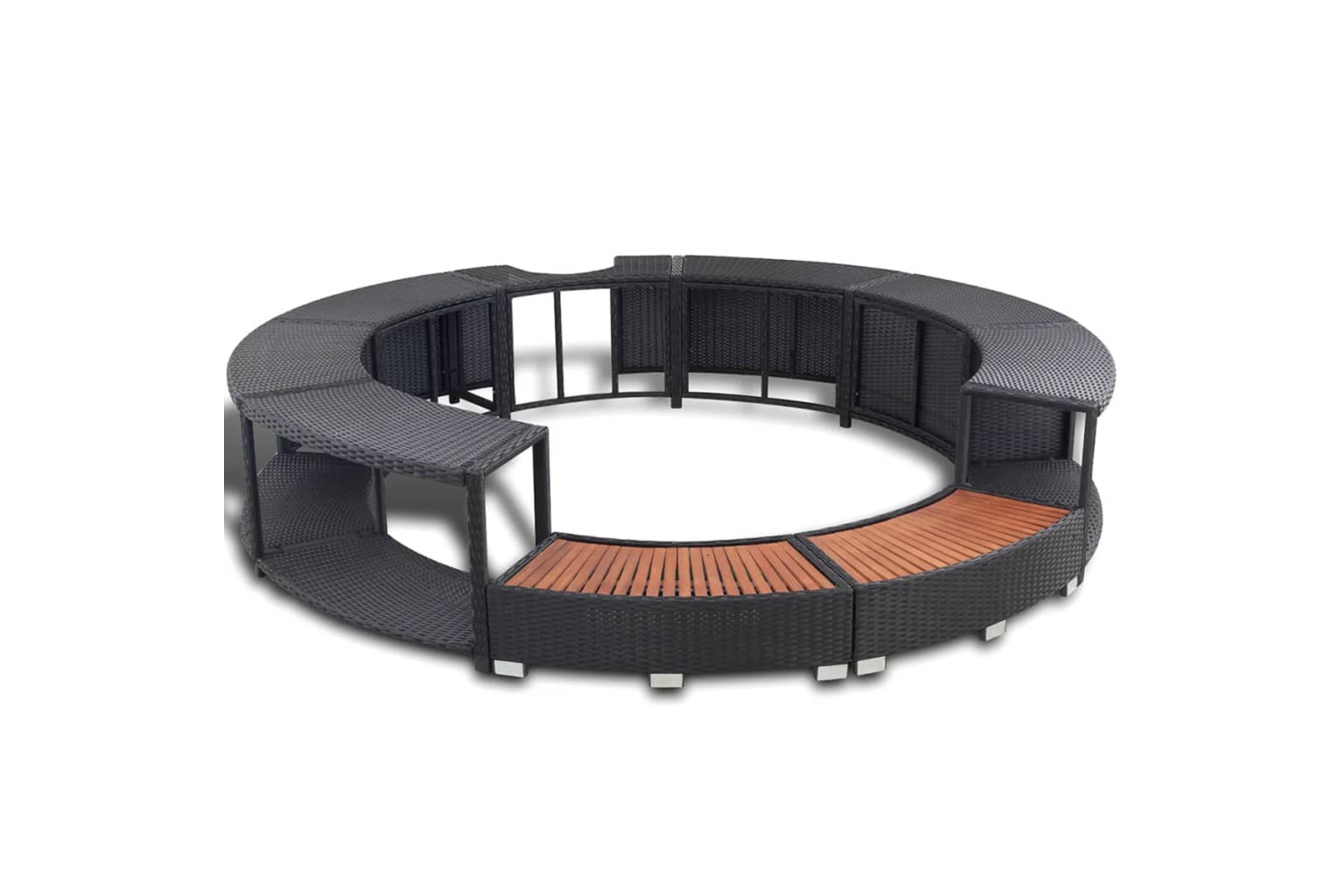 vidaXL Hot Tub Surround Black Poly Rattan