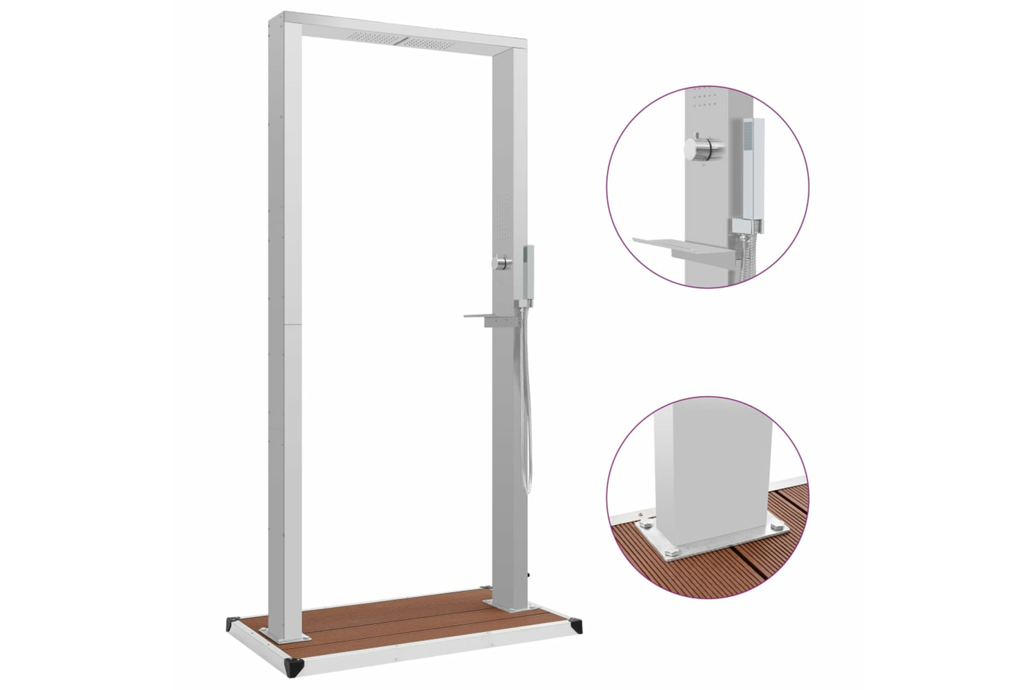 vidaXL 3051293 Outdoor Shower With Tray Wpc Stainless Steel