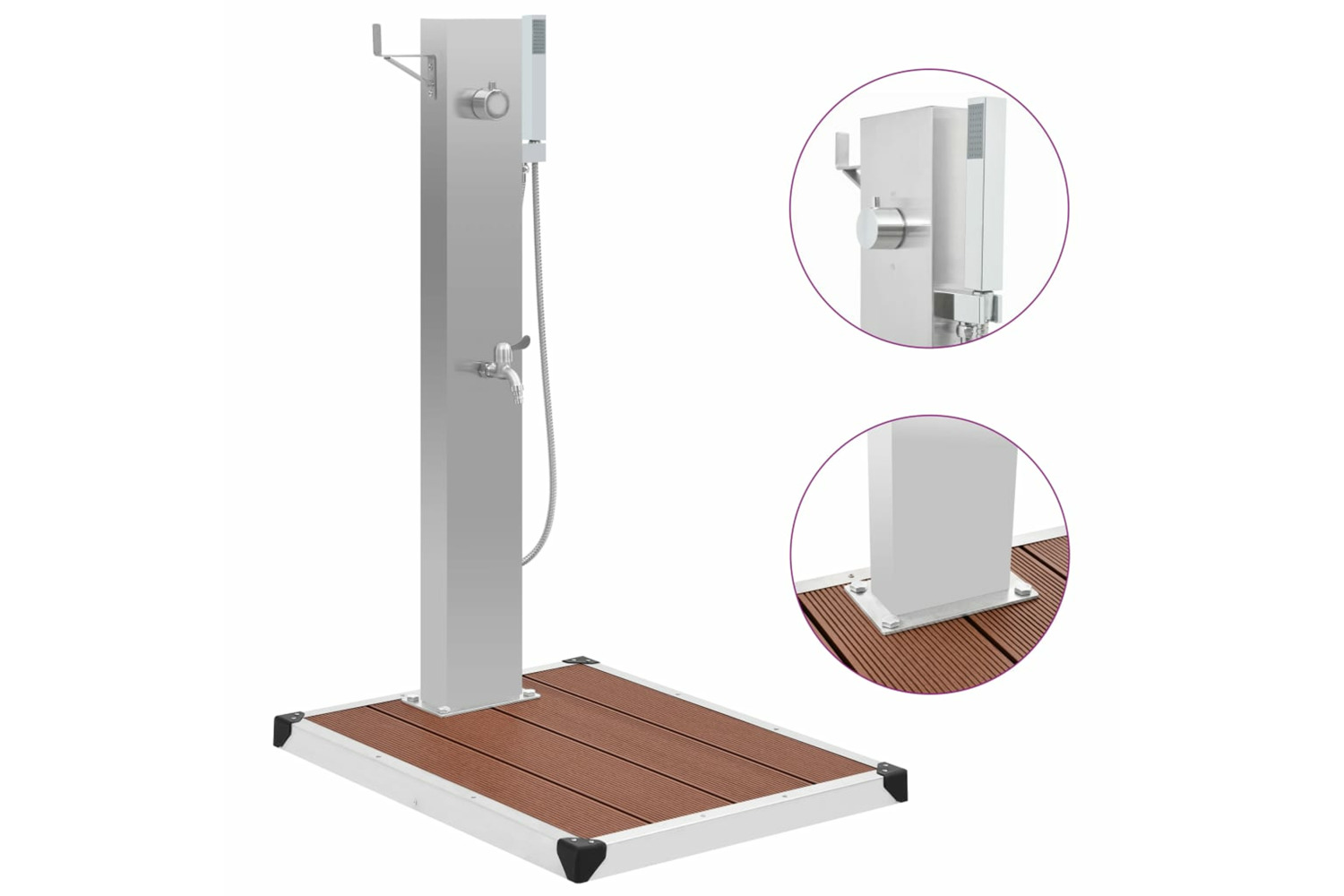 vidaXL 3051291 Outdoor Shower With Tray Wpc Stainless Steel