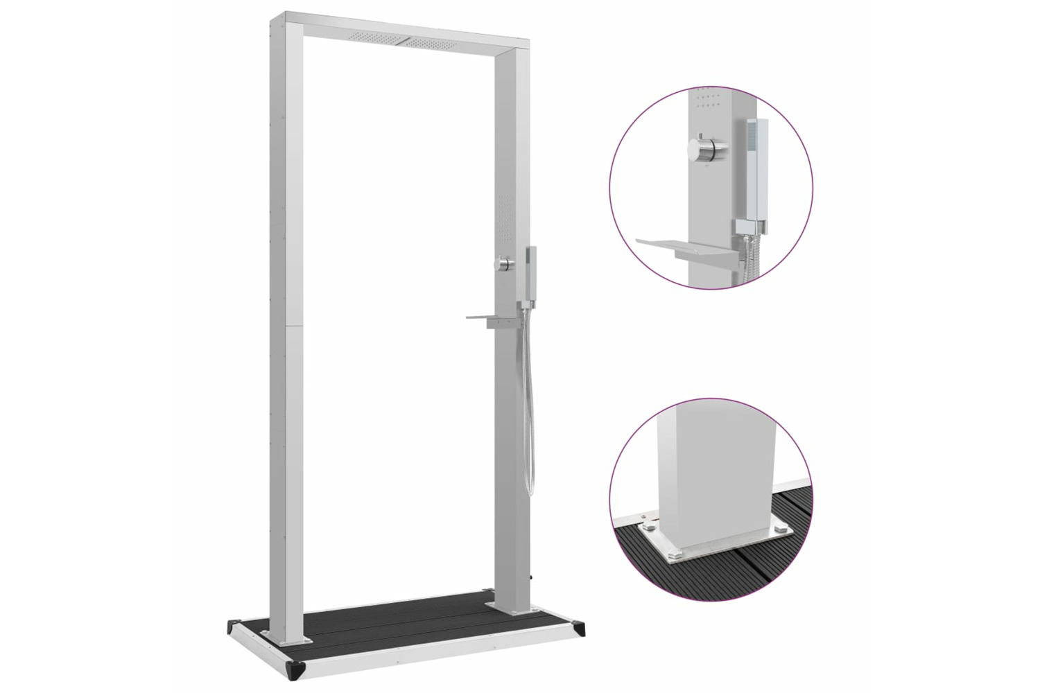 vidaXL 3051294 Outdoor Shower With Tray Wpc Stainless Steel