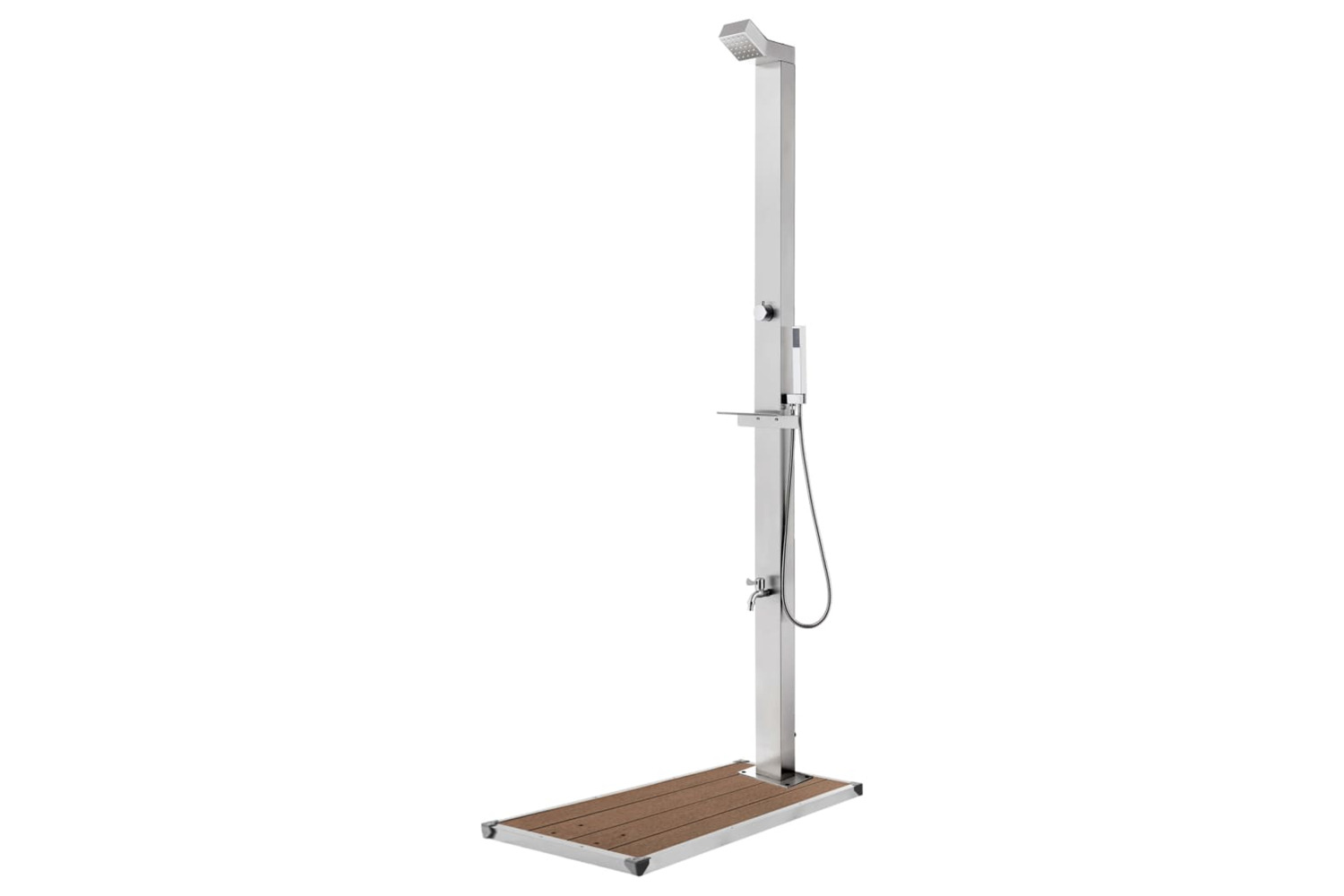 vidaXL 3070787 Garden Shower With Brown Base 225cm Stainless Steel