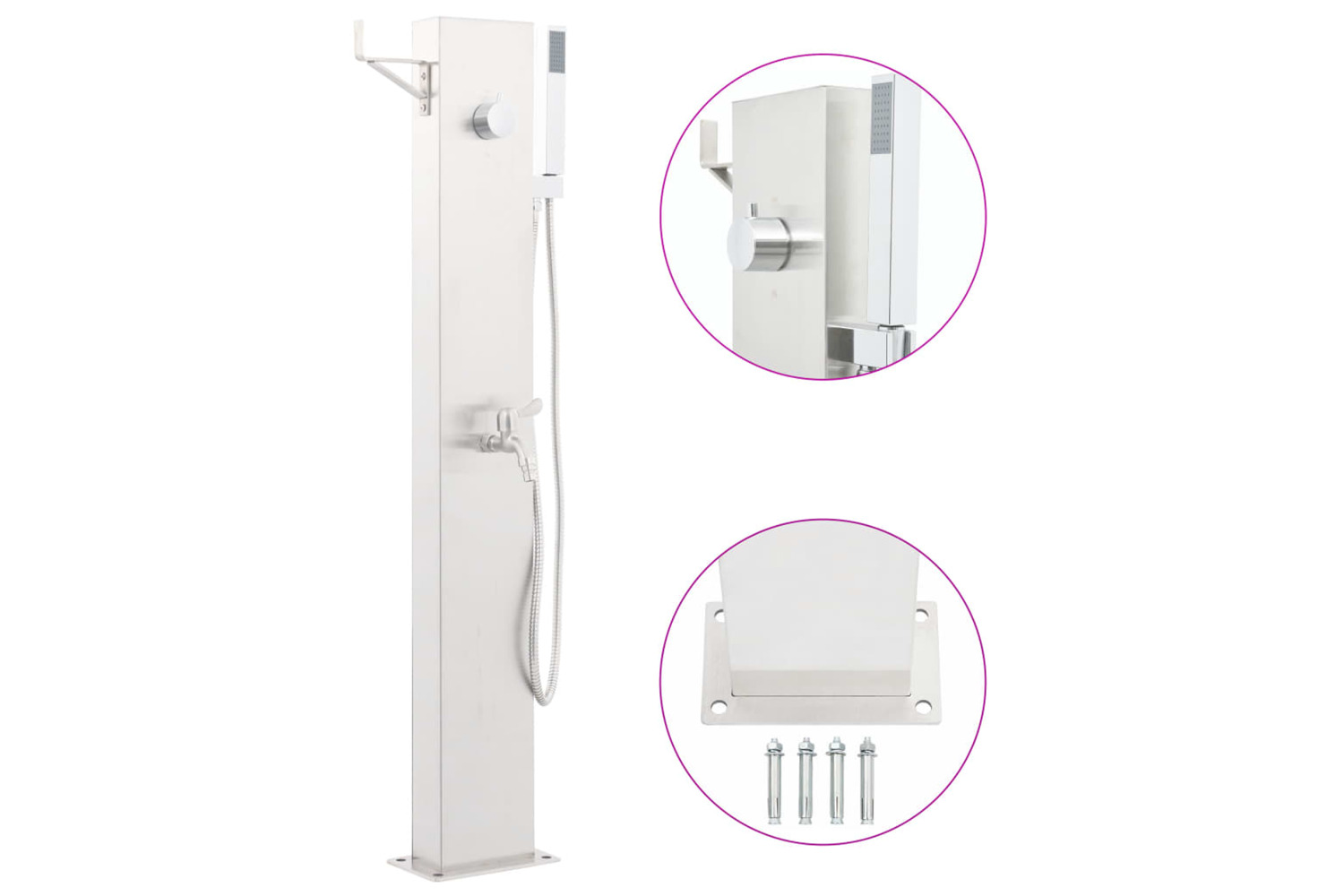 vidaXL 48206 Garden Shower Faucet 110cm Stainless Steel