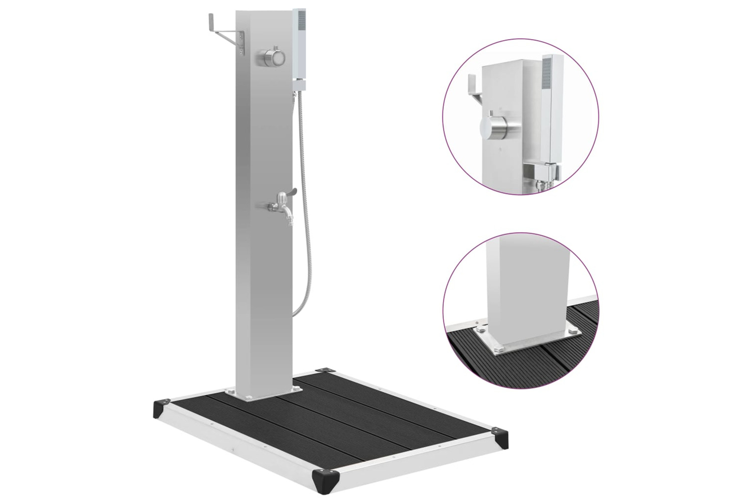 vidaXL 3051292 Outdoor Shower With Tray Wpc Stainless Steel