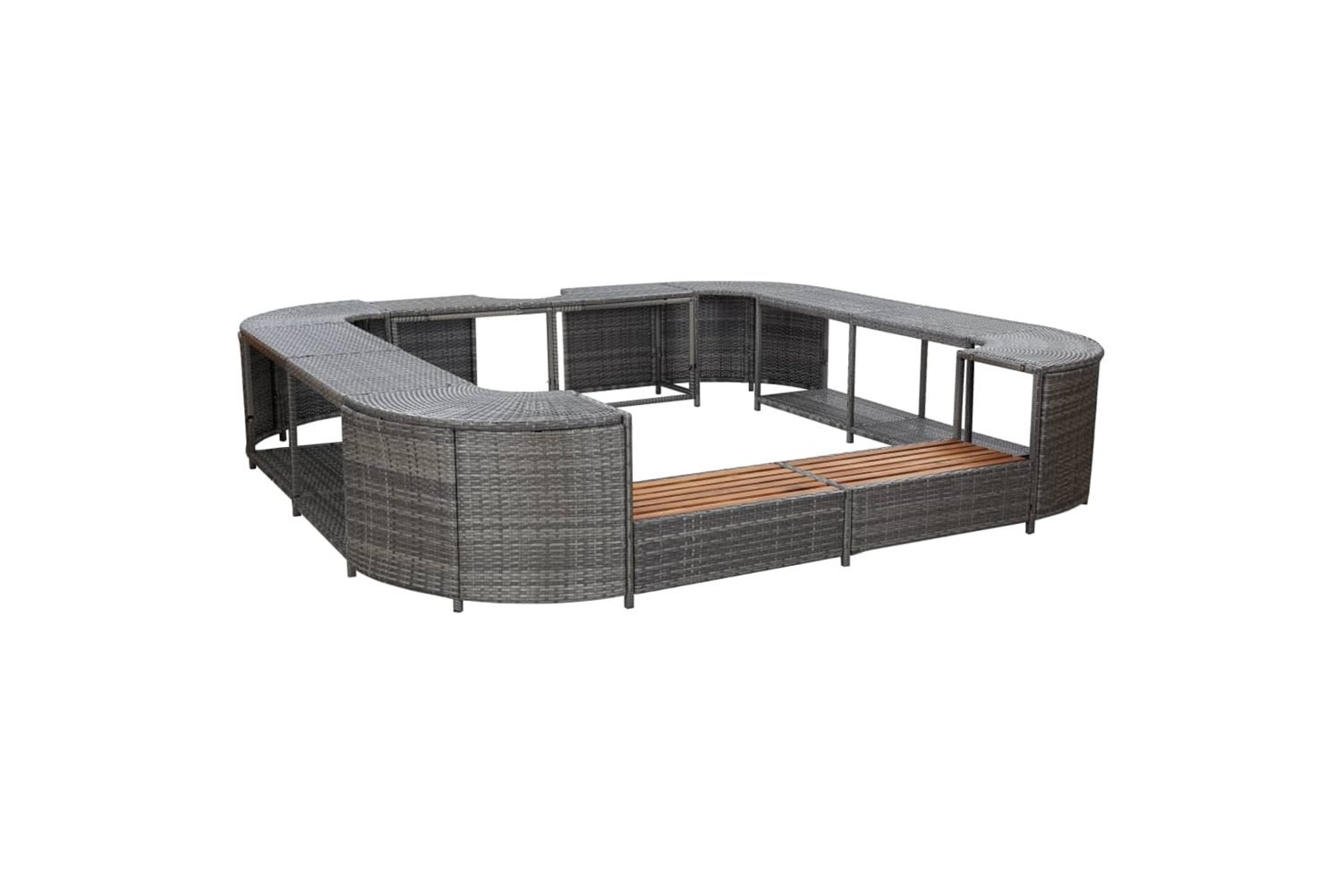 vidaXL 46074 Square Spa Surround Grey 268 X 268 X 55cm Poly Rattan