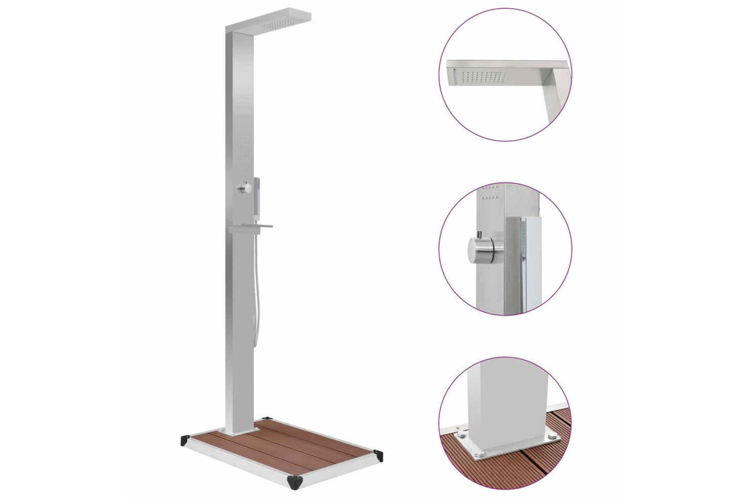 vidaXL 3051289 Outdoor Shower With Tray Wpc Stainless Steel