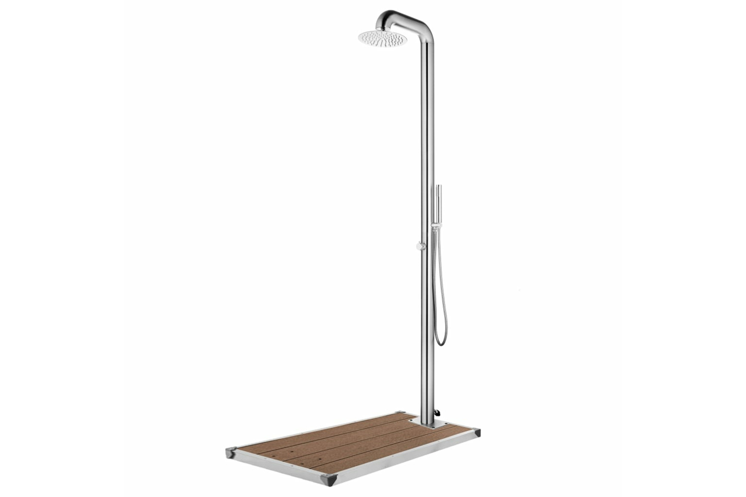 vidaXL 3070789 Garden Shower With Brown Base 230cm Stainless Steel
