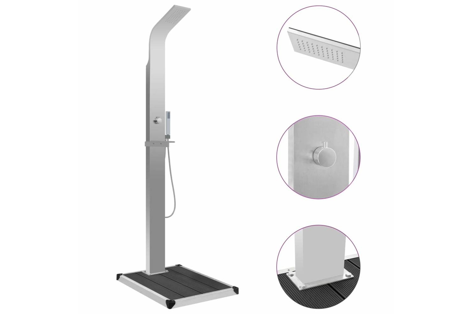 vidaXL 3051288 Outdoor Shower With Tray Wpc Stainless Steel