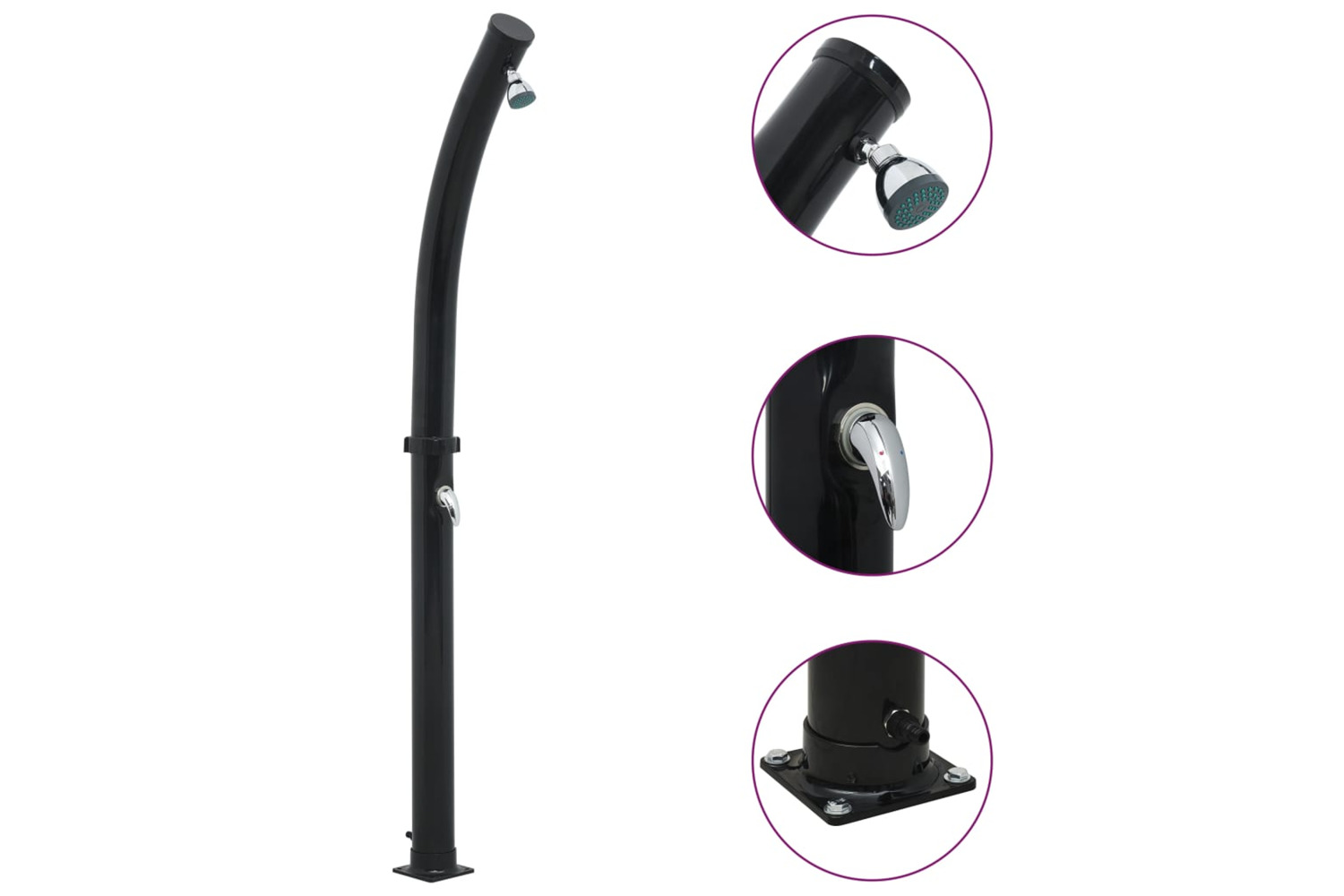 vidaXL 92311 Solar Shower Black 214cm 20 L