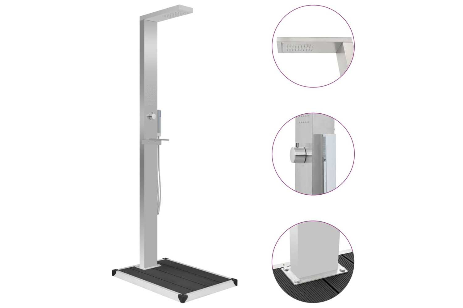 vidaXL 3051290 Outdoor Shower With Tray Wpc Stainless Steel