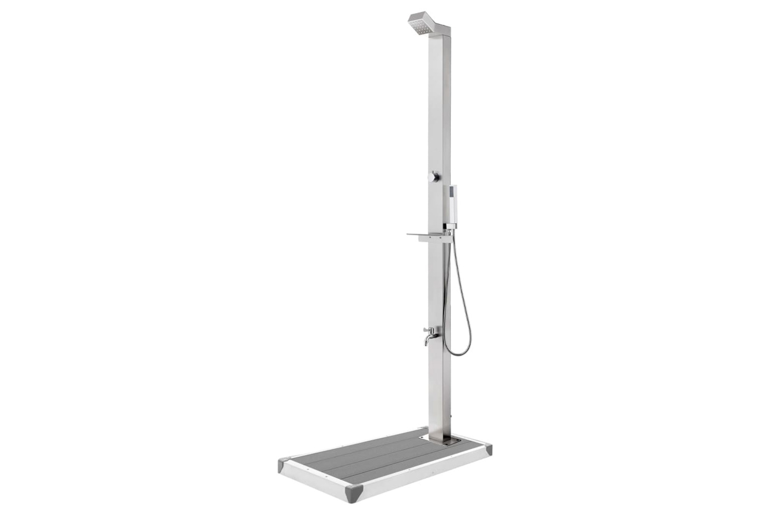 vidaXL 3070782 Garden Shower With Grey Base 225cm Stainless Steel