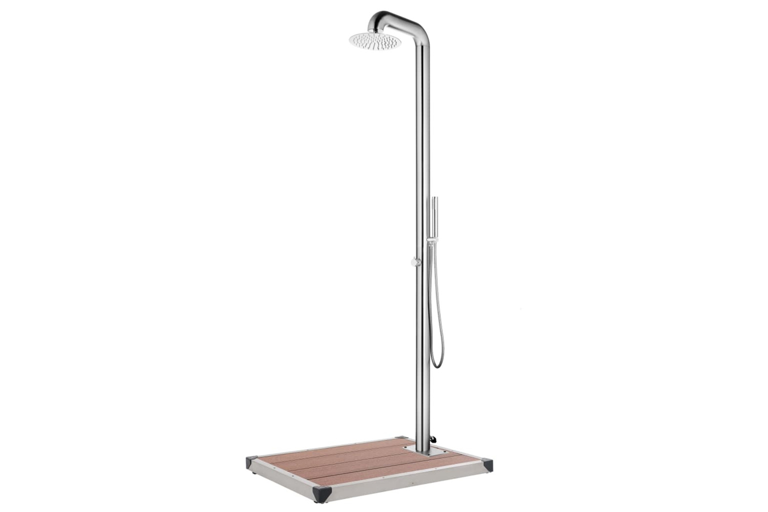 vidaXL 3070779 Garden Shower With Brown Base 230cm Stainless Steel