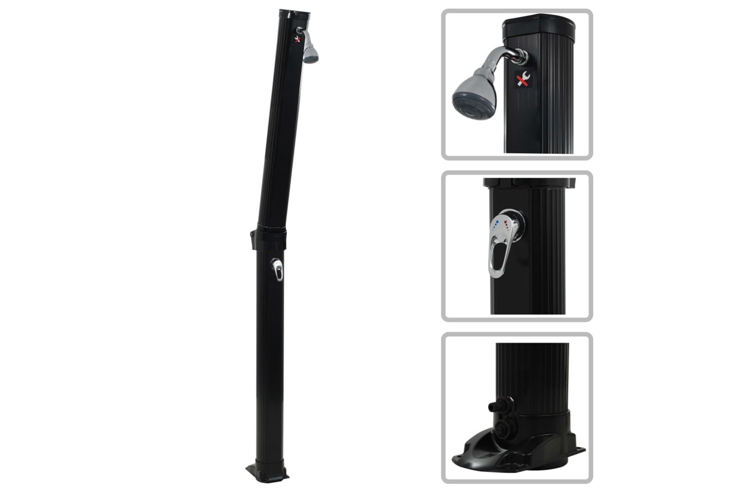 vidaXL 91719 Foldable Solar Shower Black 214cm 23 L