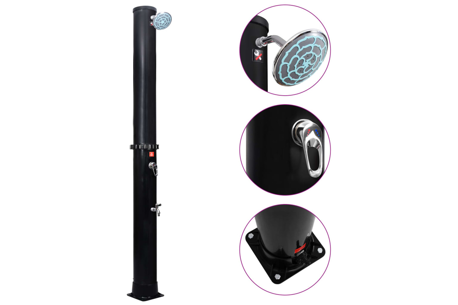 vidaXL 92392 Outdoor Solar Shower With Shower Head And Faucet 40 L