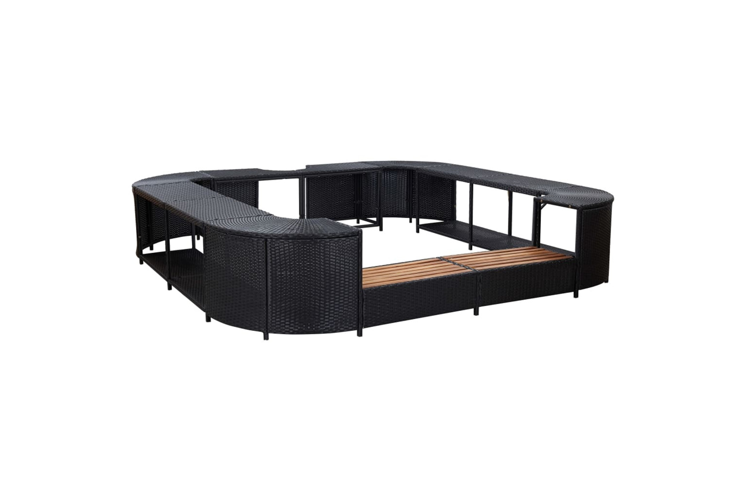 vidaXL 46073 Square Spa Surround Black 268 X 268 X 55cm Poly Rattan