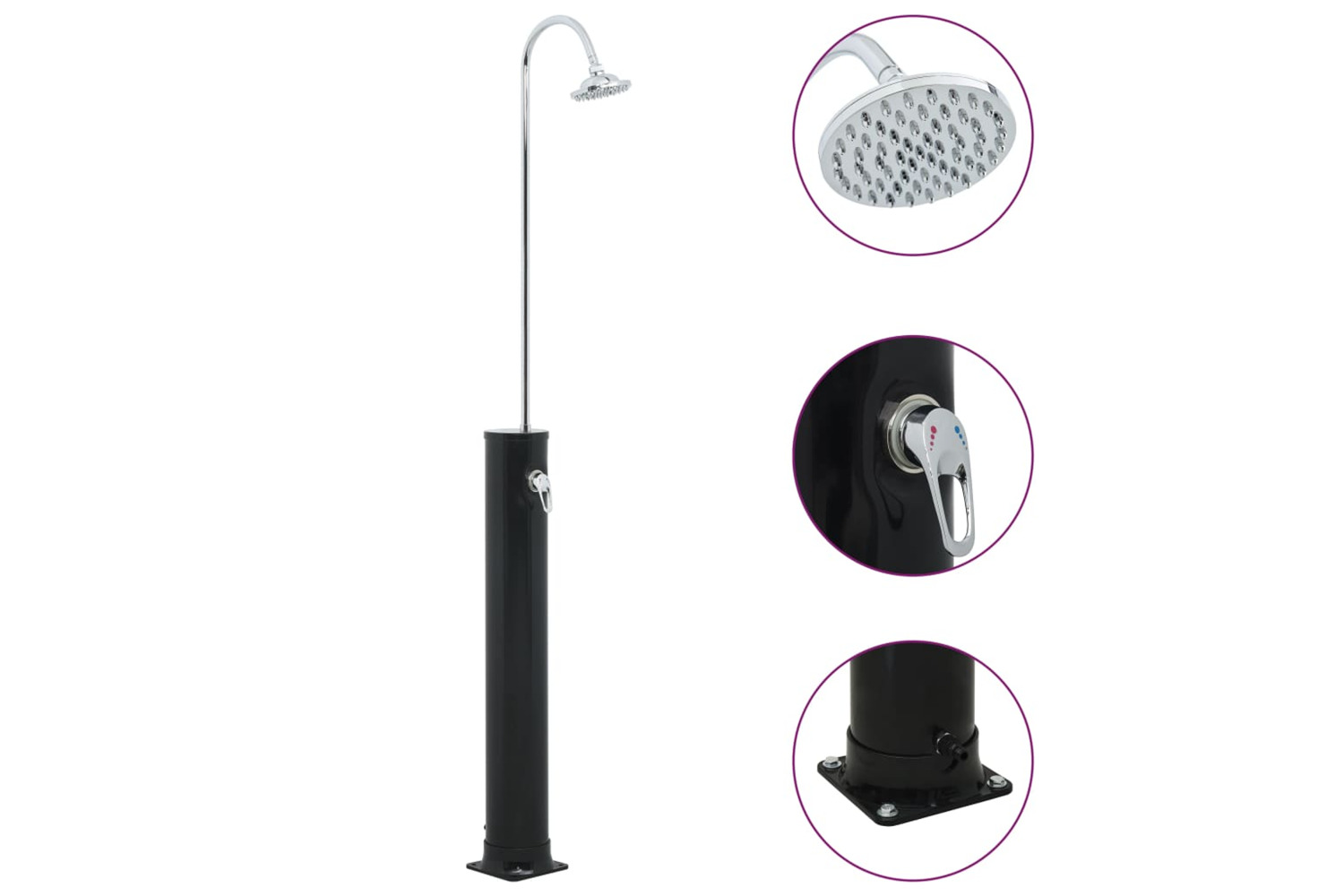 vidaXL 92309 Solar Shower Black 214cm 20 L