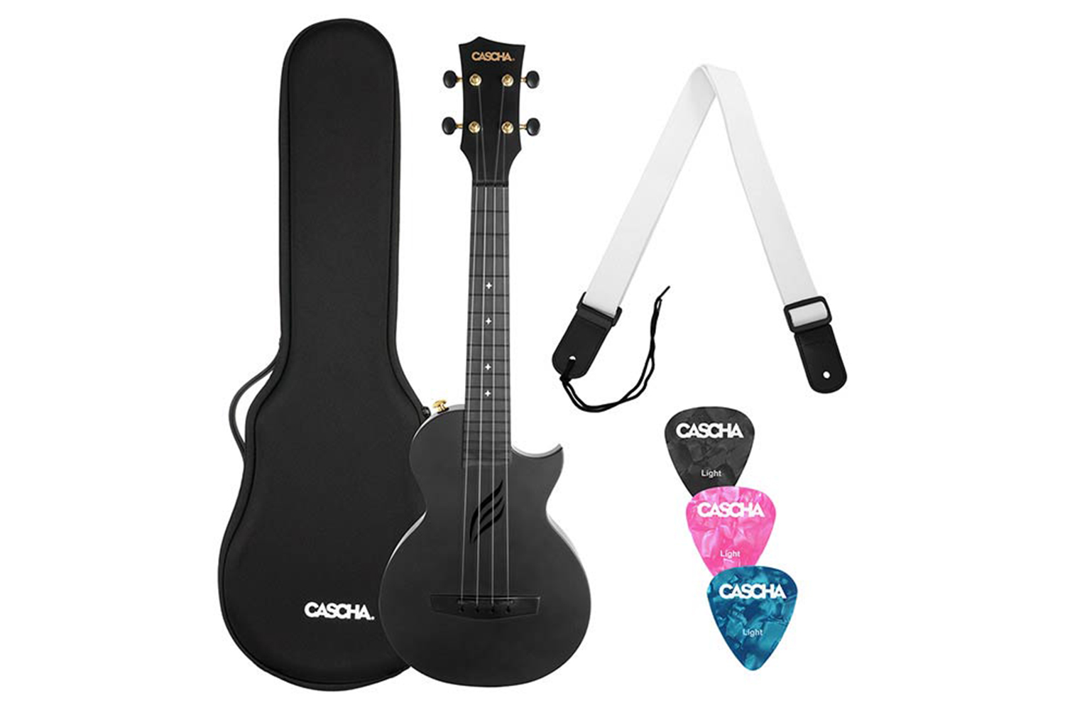 Cascha Hh 2258 - Carbon Fibre Concert Ukulele Pack Black