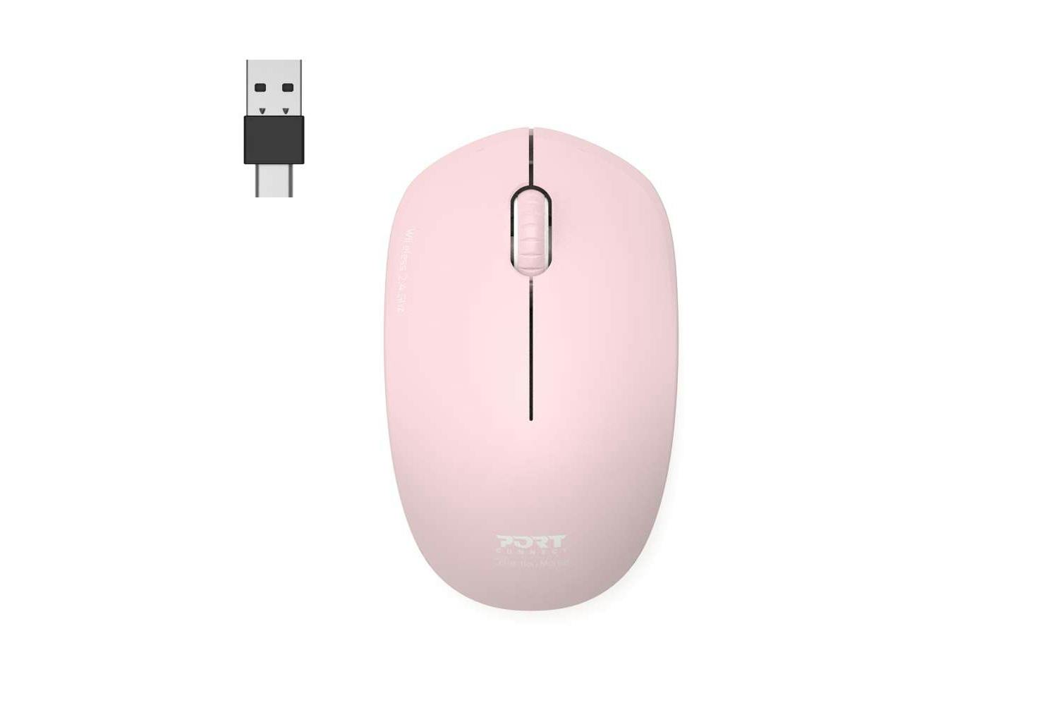 Port Designs Wireless Mouse USB-A&C | Blush