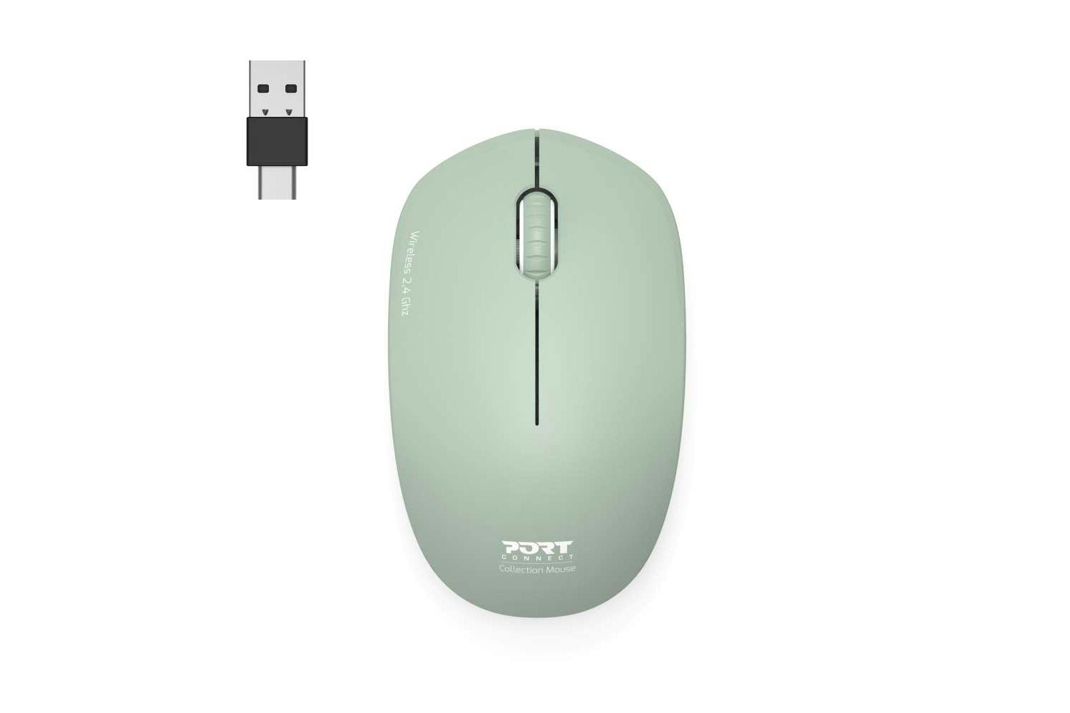 Port Designs Wireless Mouse USB-A&C | Olive