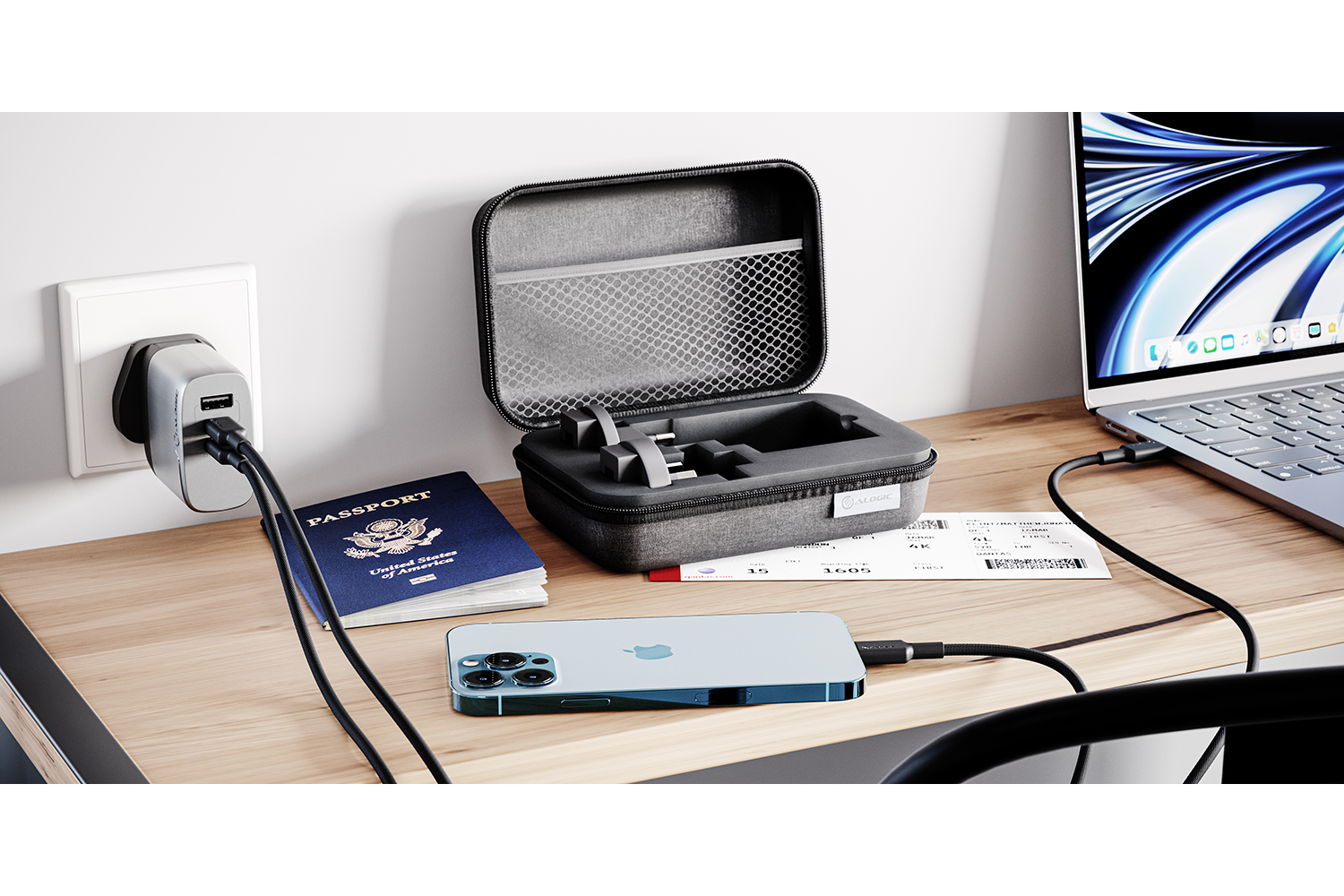 Alogic 67W 3 Port Rapid Power Multi-Country Travel Gan Charger