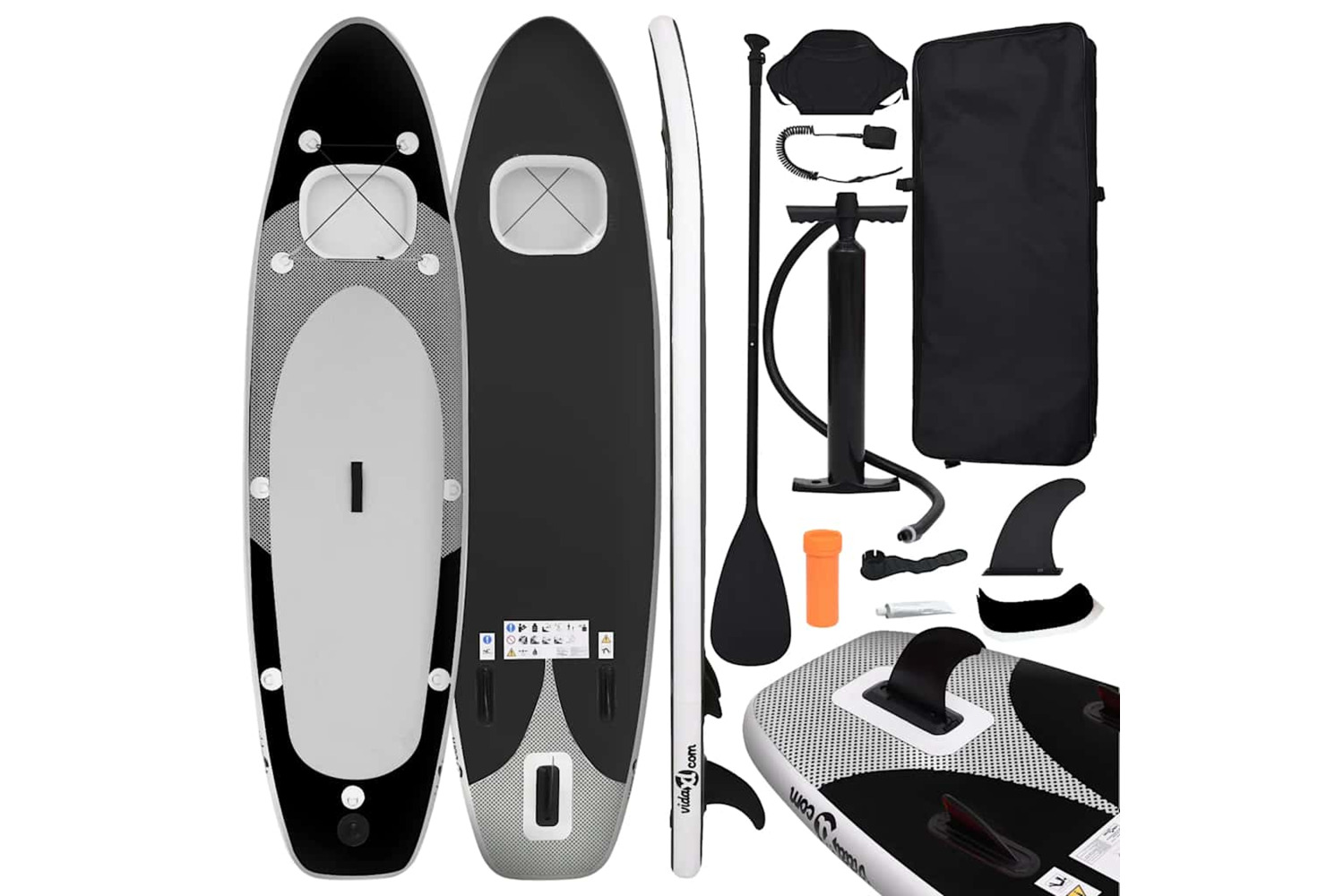 Vidaxl Inflatable Stand Up Paddle Board Set Black 300x76x10 Cm