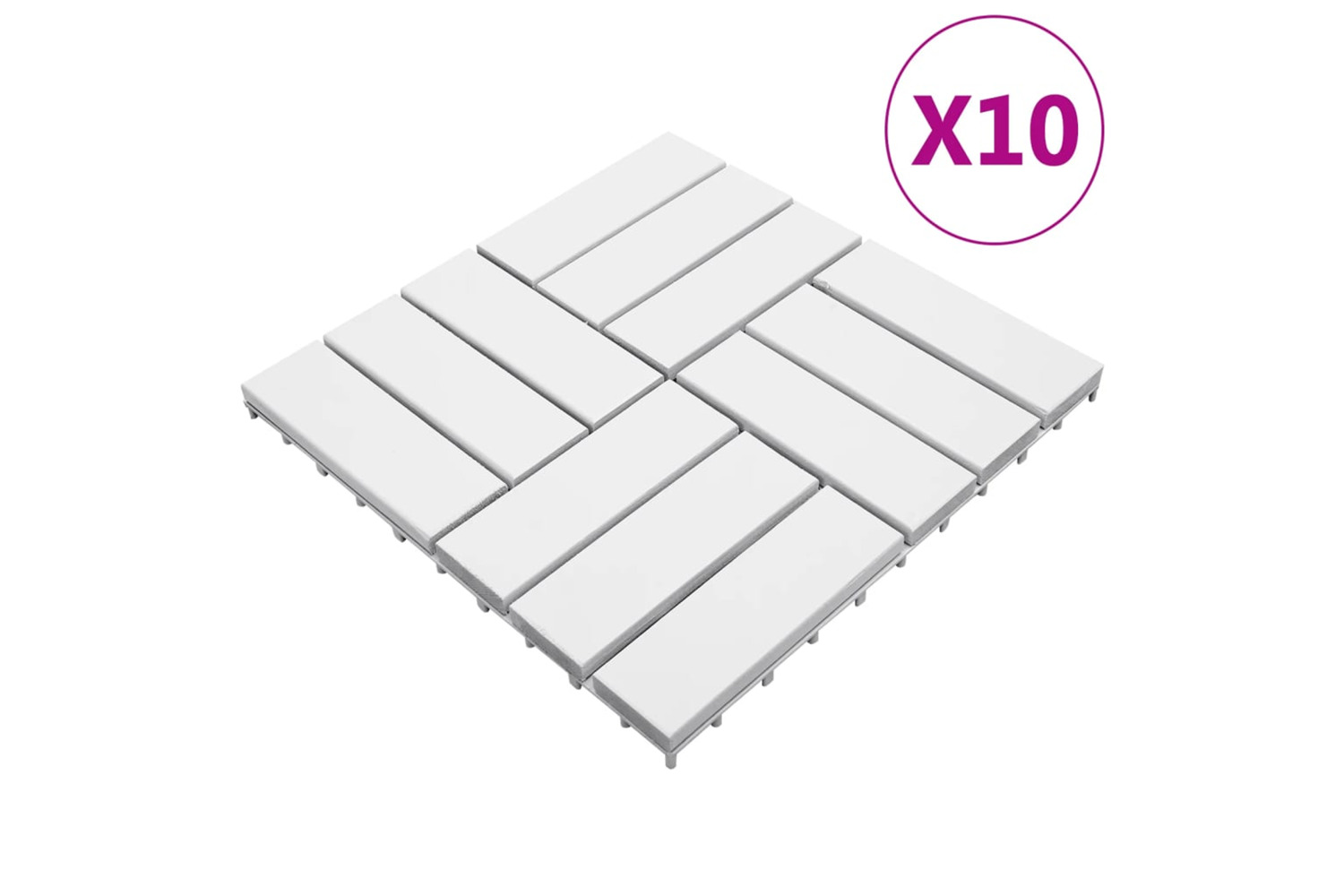 vidaXL 310118 Decking Tiles 10 Pcs White 30x30cm Solid Acac