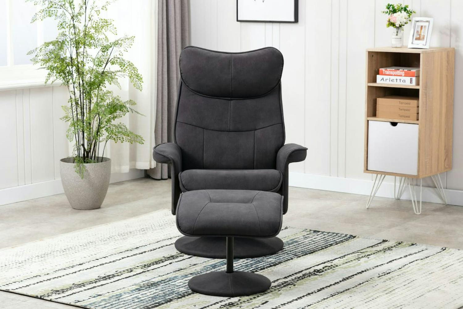 Levi Recliner with Footstool | Slate