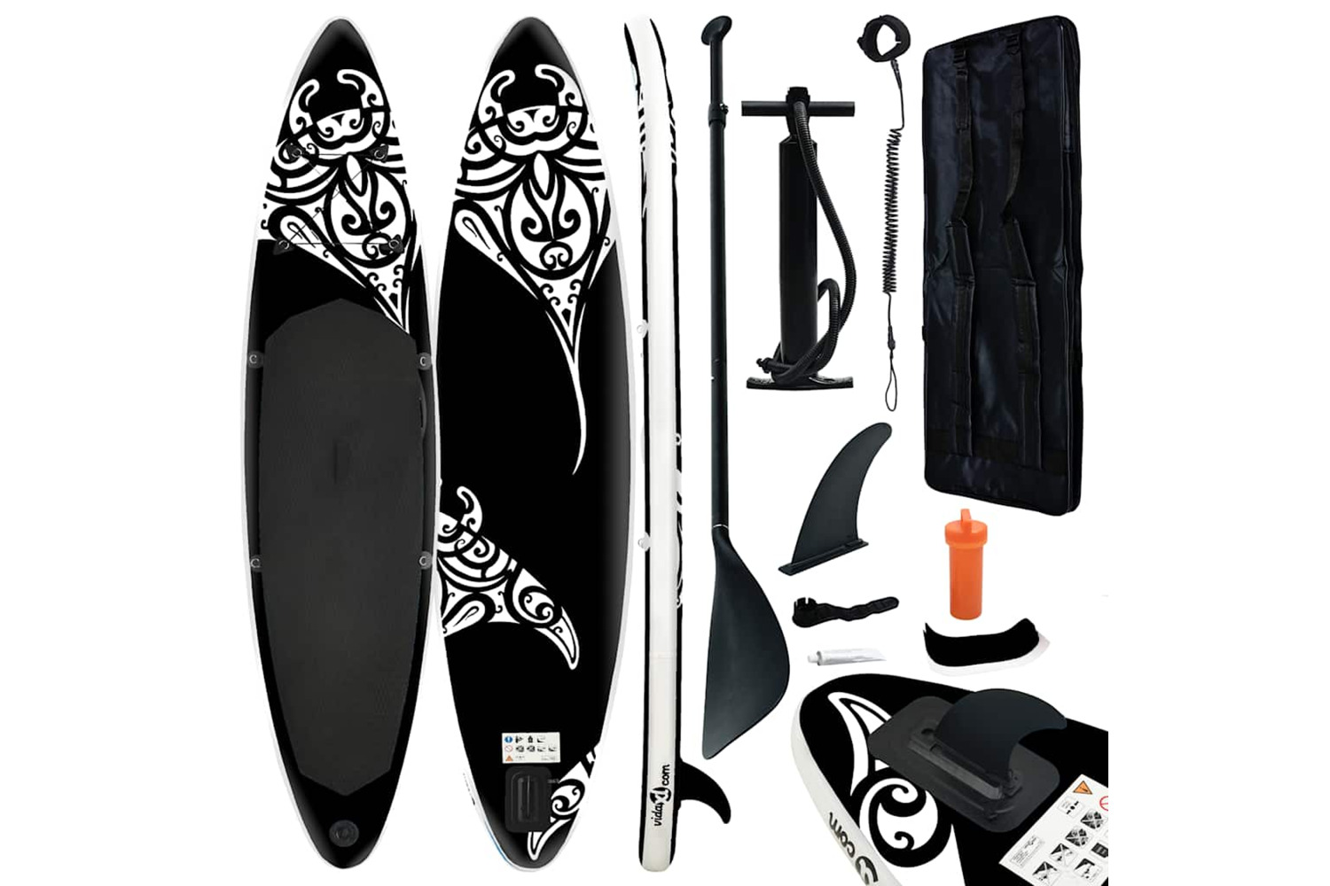 Vidaxl Inflatable Stand Up Paddleboard Set 366x76x15 Cm Black
