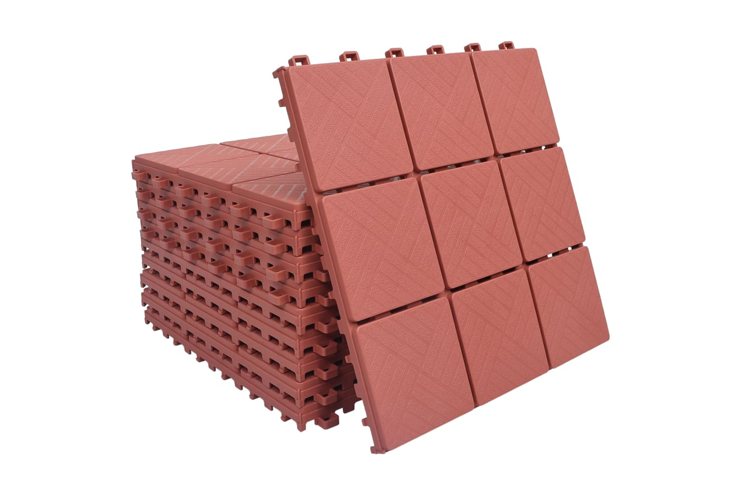 vidaXL 48230 Decking Tiles 10 Pcs Red 30.5x30.5cm Plastic