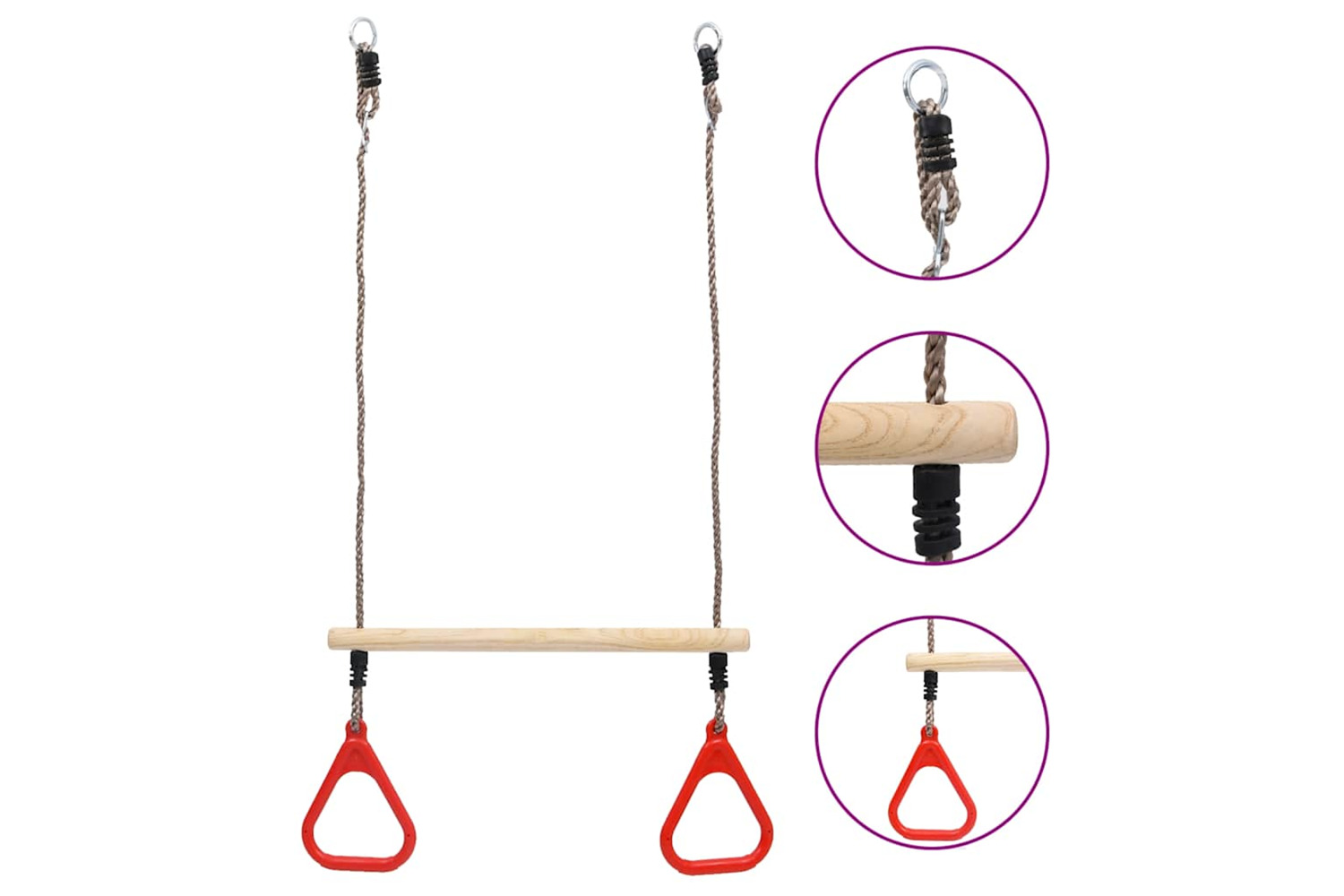 Vidaxl Trapeze Swing Bar With Rings