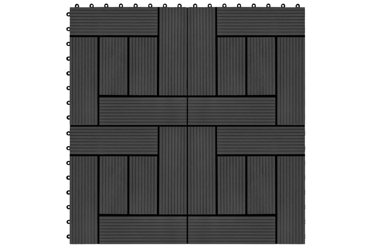 vidaXL 45026 11 Pcs Decking Tiles Wpc 30x30cm 1 Sqm Black