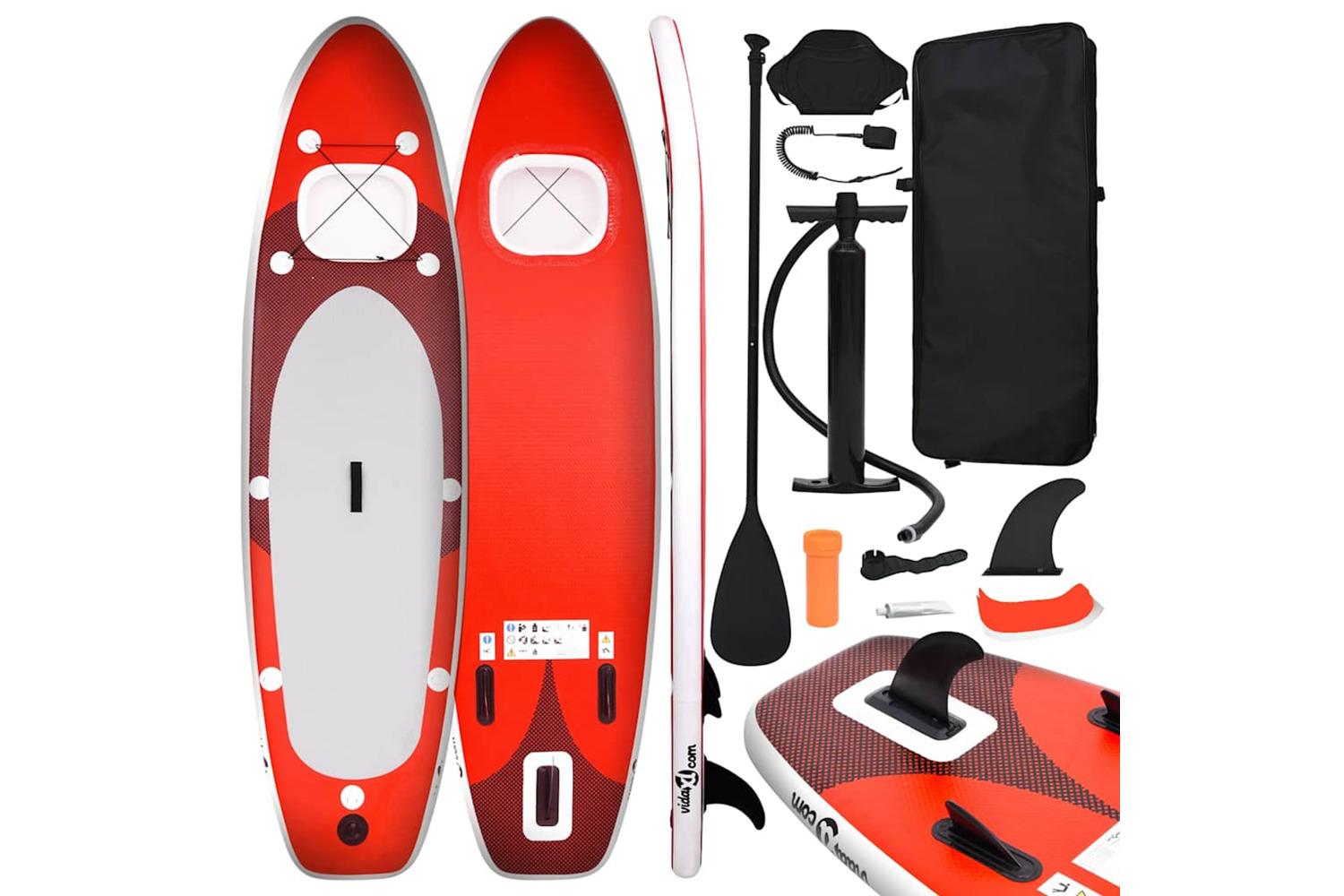 Vidaxl Inflatable Stand Up Paddle Board Set Red 300x76x10 Cm