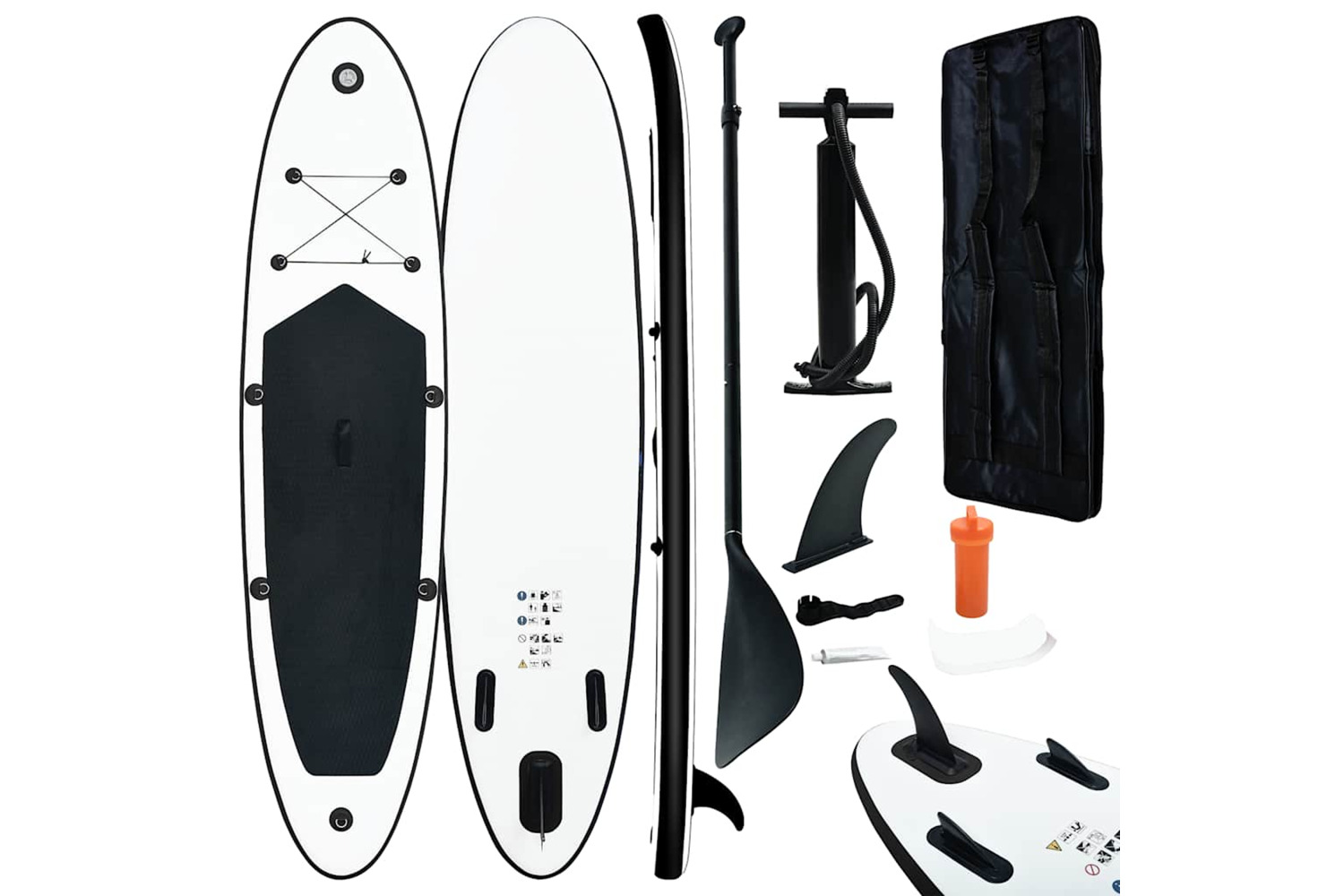 Vidaxl Inflatable Stand Up Paddle Board Set Black And White