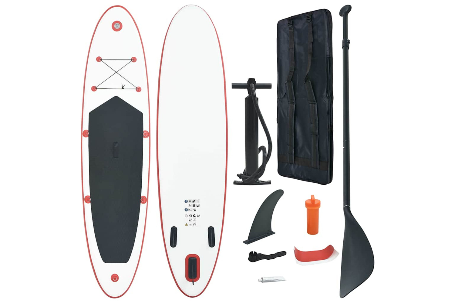 Vidaxl Stand Up Paddle Board Set Sup Surfboard Inflatable Red And White