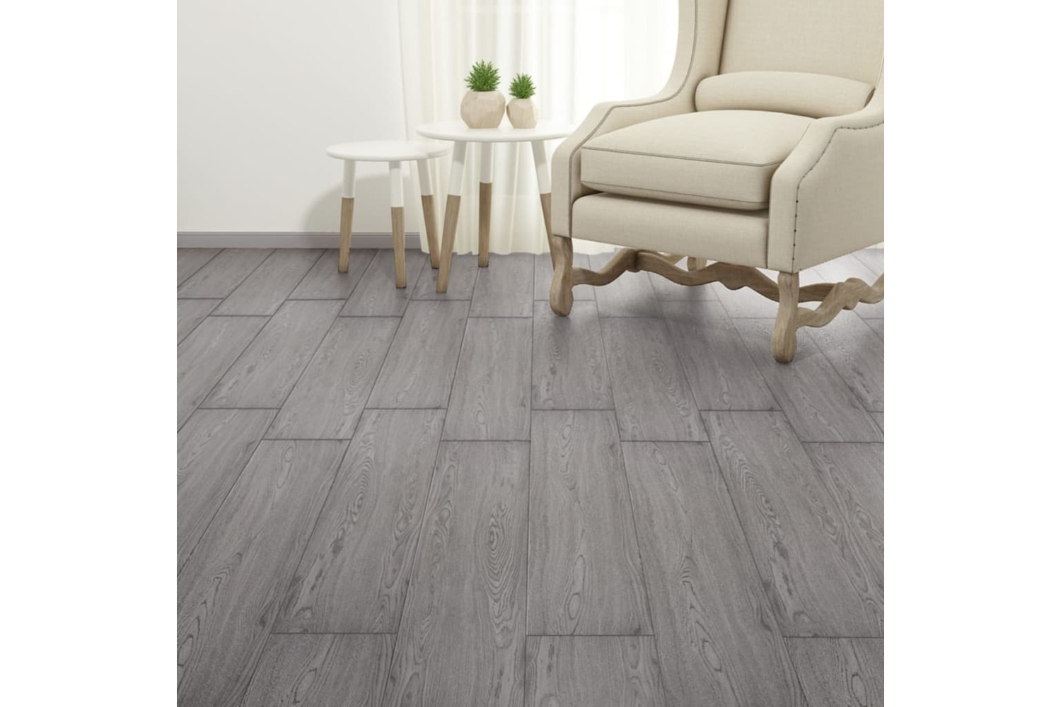 Vidaxl Non Self-adhesive Pvc Flooring Planks 4.46 M² 3 Mm Dark Grey