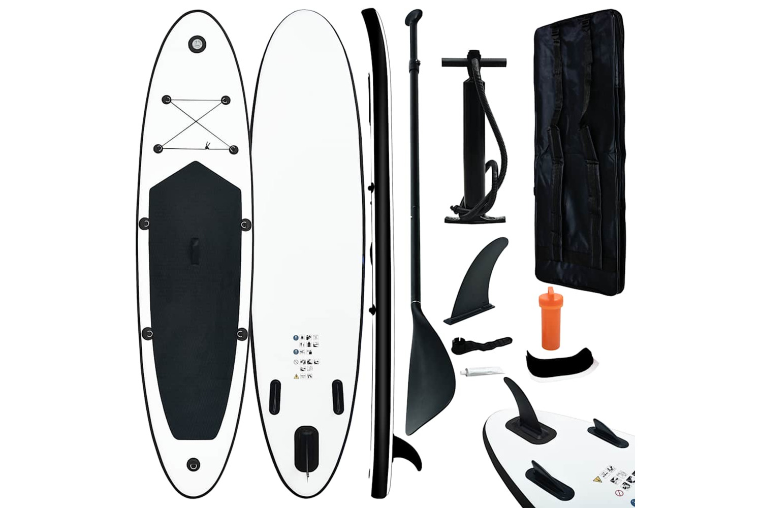 Vidaxl Inflatable Stand Up Paddleboard Set Black And White